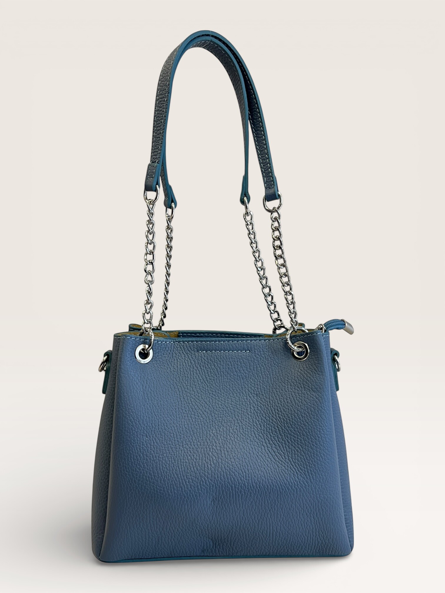 Wholesaler CUOIO & CHIC - Three-compartment shoulder bag in pebbled leather