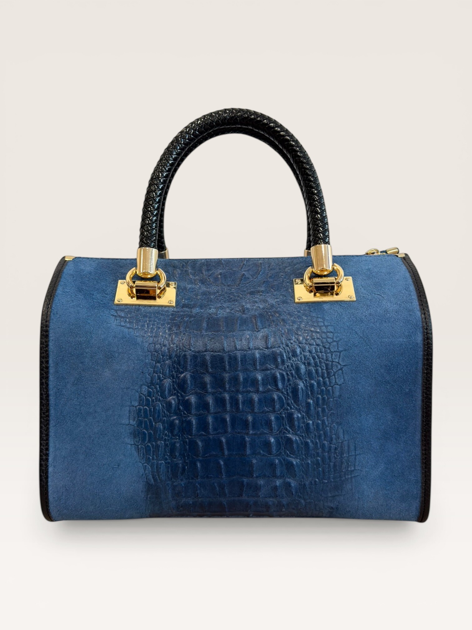 Grossista CUOIO & CHIC - Borsa bauletto elegante in camoscio stampato effetto coccodrillo