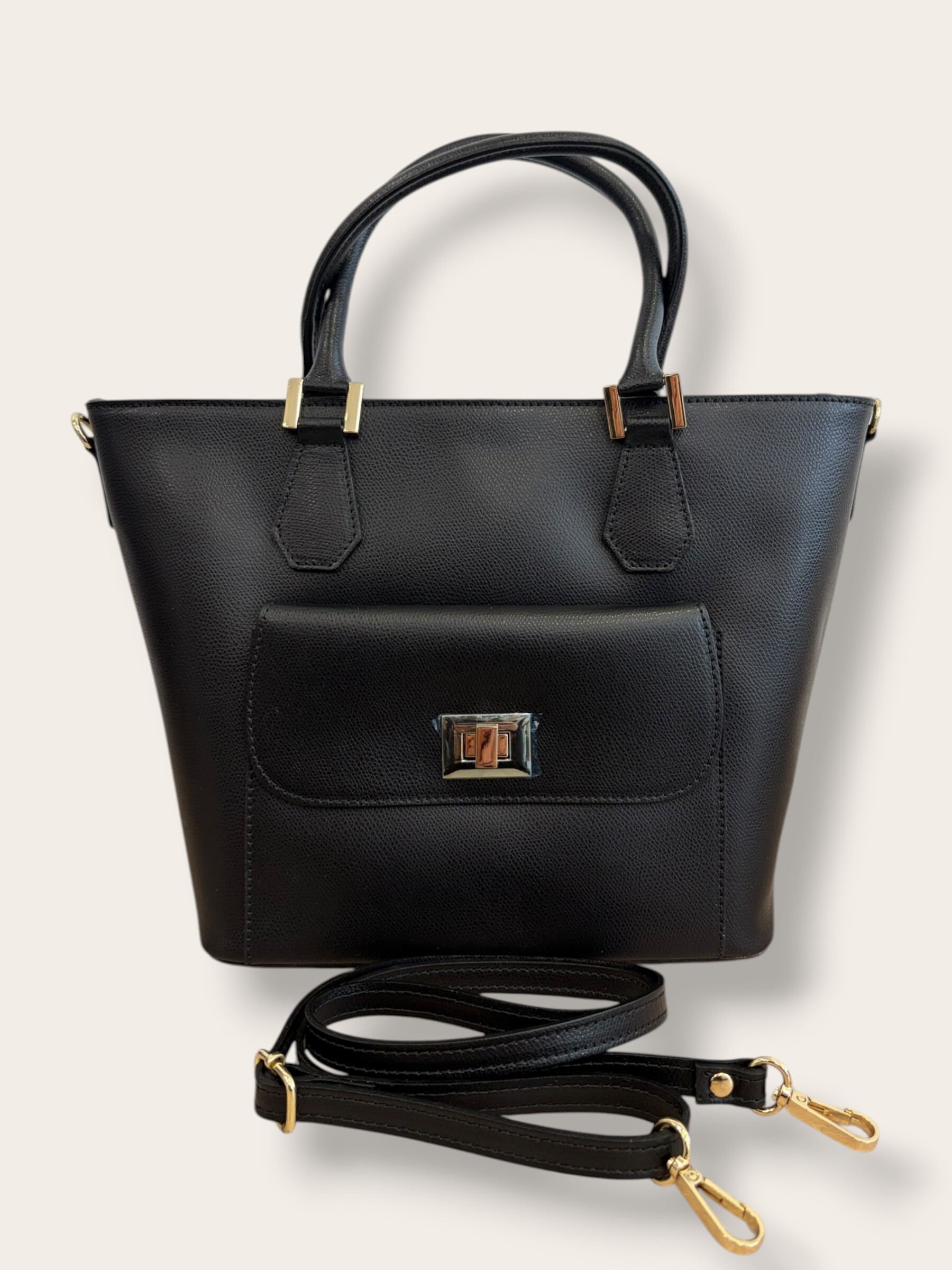 Grossiste CUOIO & CHIC - Sac avec poignées et poche frontale en cuir véritable
