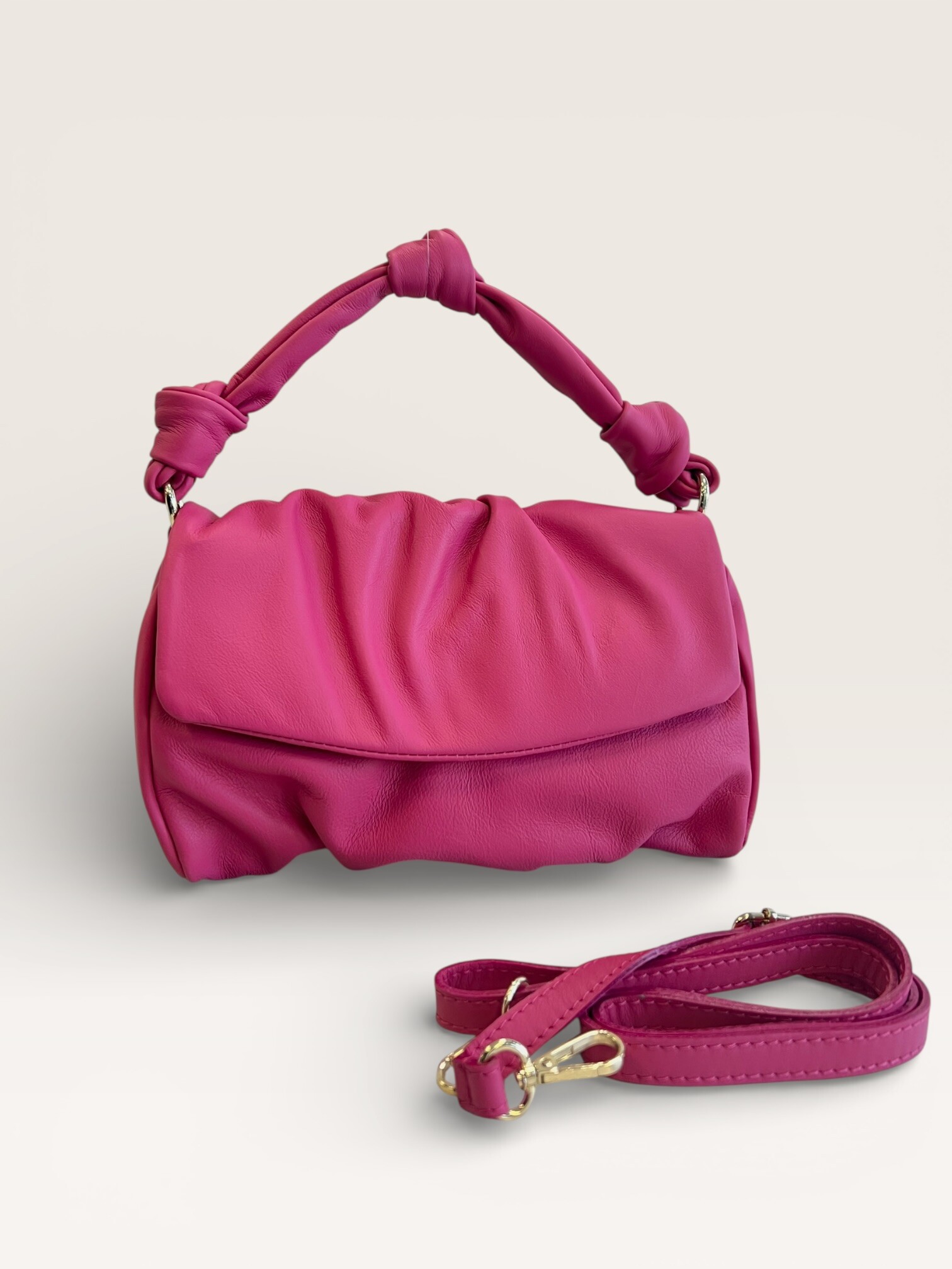Wholesaler CUOIO & CHIC - Handbag with knotted handle in smooth leather