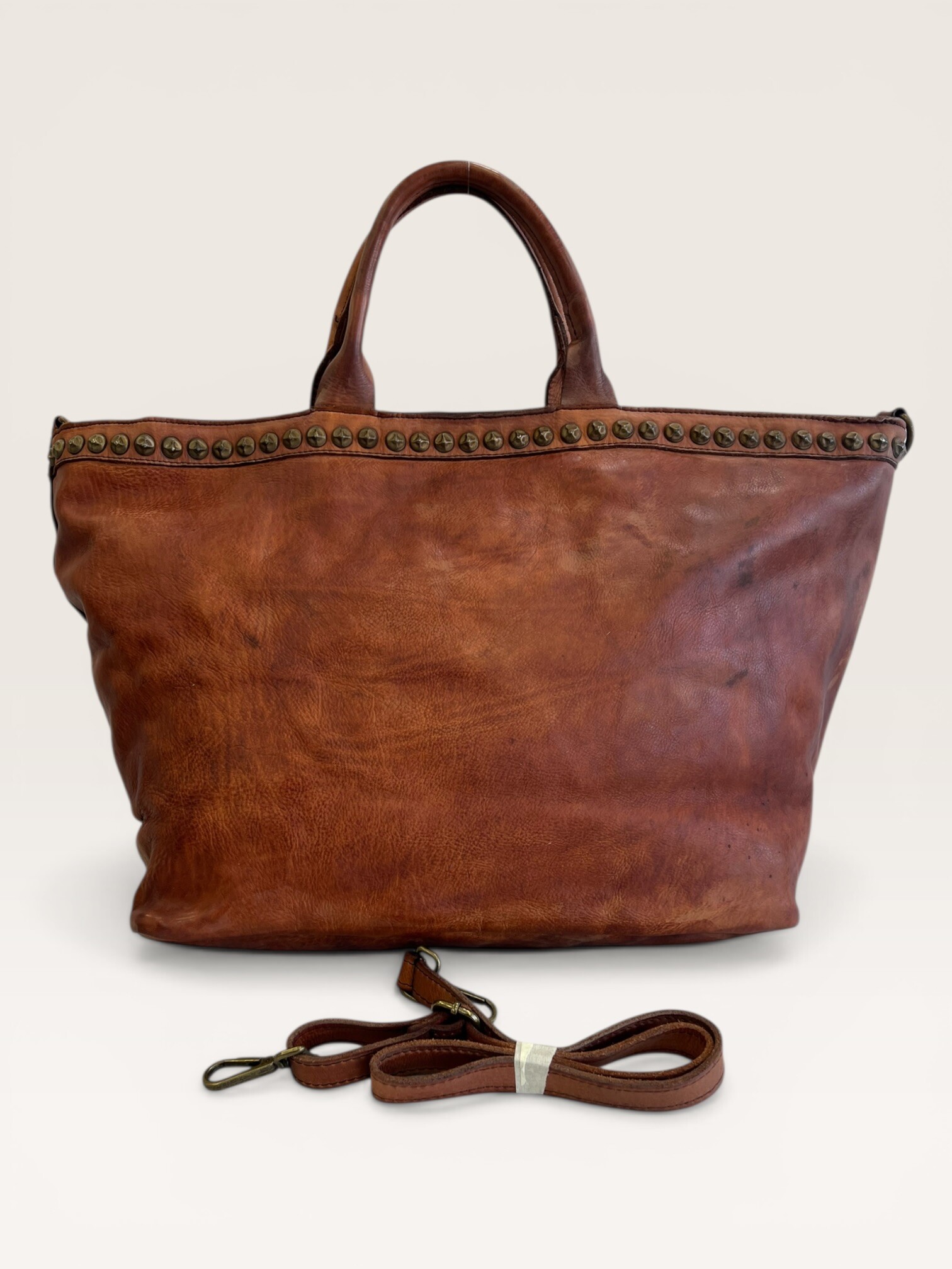 Grossiste CUOIO & CHIC - Maxi sac en cuir véritable lavé effet vintage