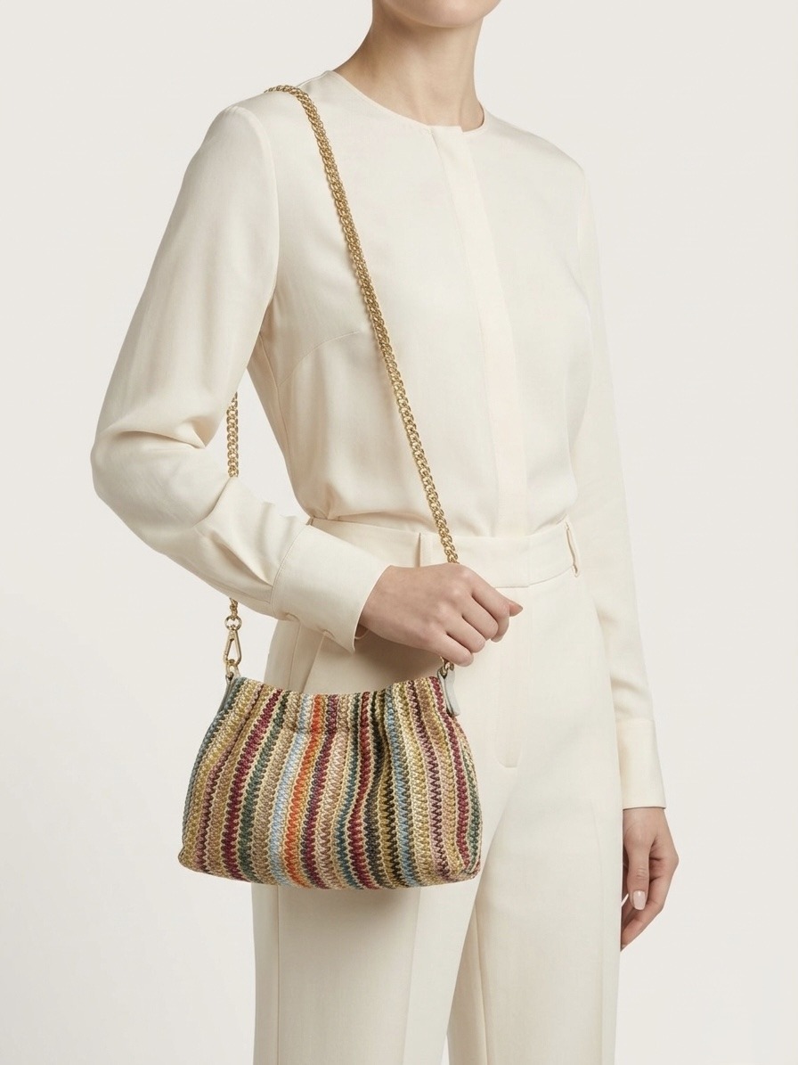 Mayorista CUOIO & CHIC - Bolso de rafia y cuero multicolor