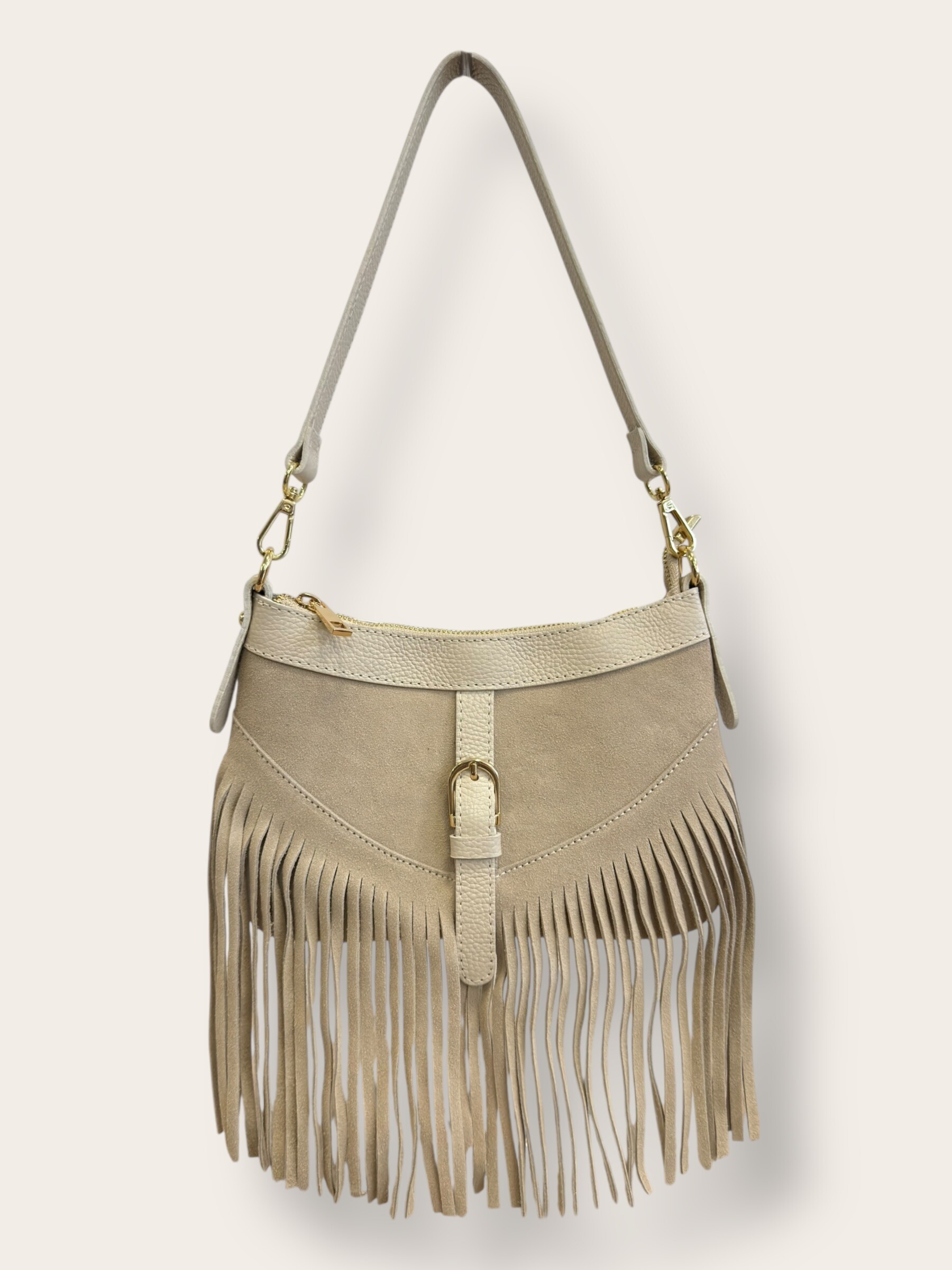 Grossiste CUOIO & CHIC - Sac à Épaule en Cuir Suédé avec Franges