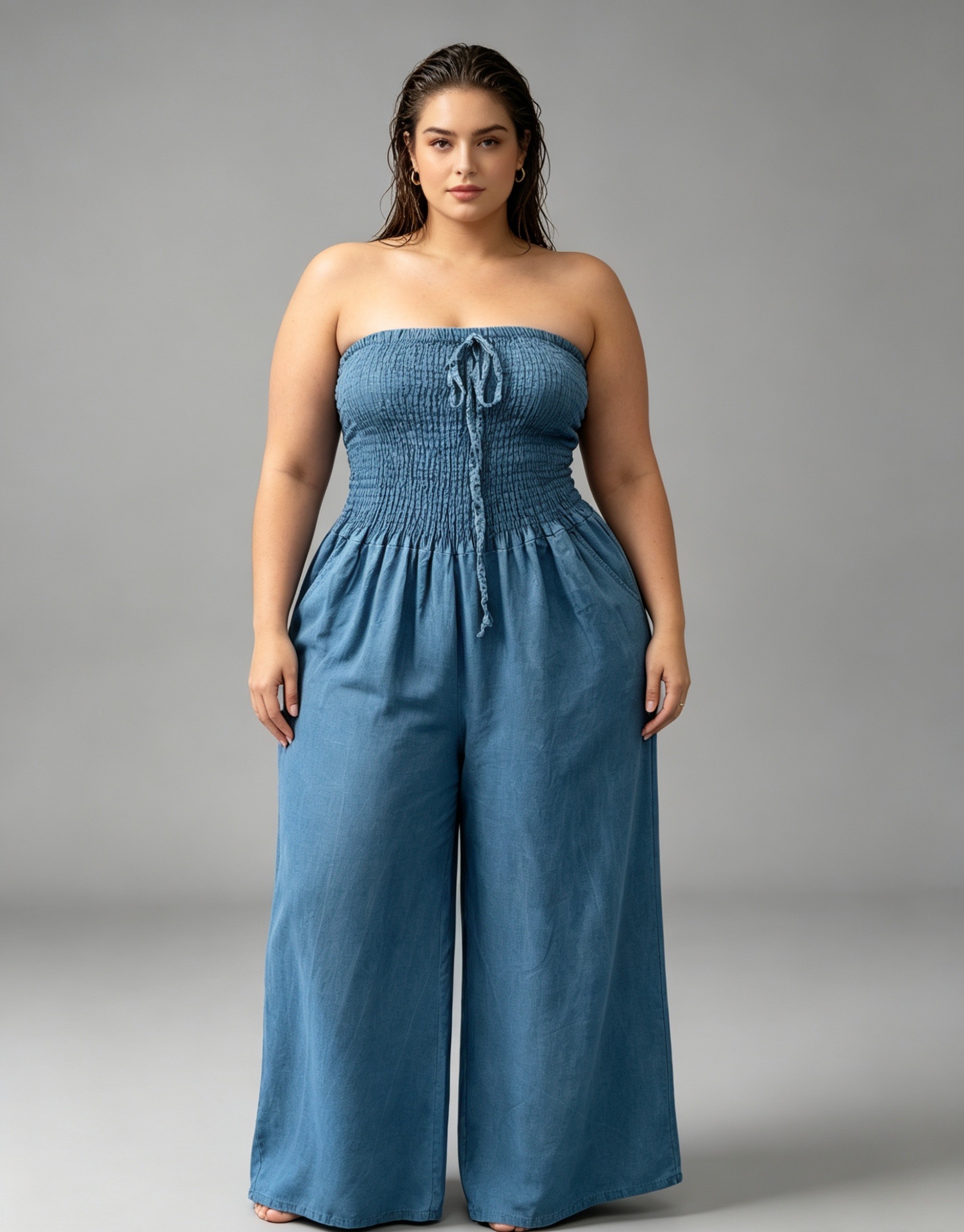 Großhändler CURVY RONDE (Grande Taille/Over Size) - Schulterfreier Jumpsuit in großen Größen Komfort und Stil für alle Figuren