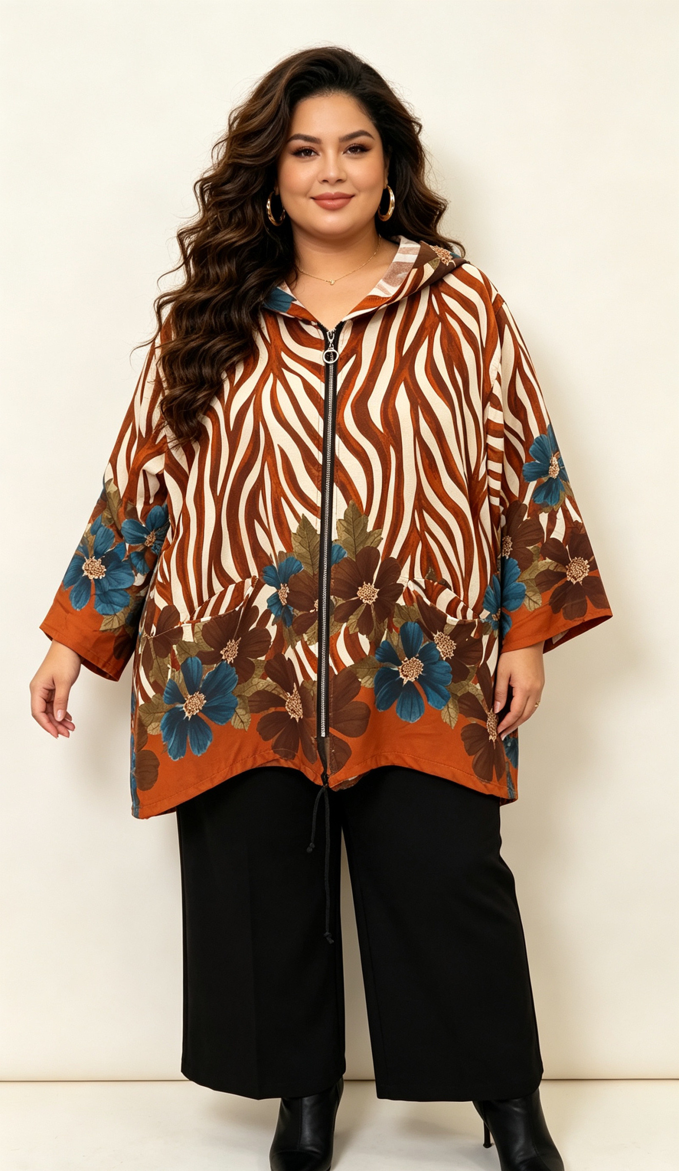 Wholesaler CURVY RONDE (Grande Taille/Over Size) - Plus size hooded jacket, one size fits all