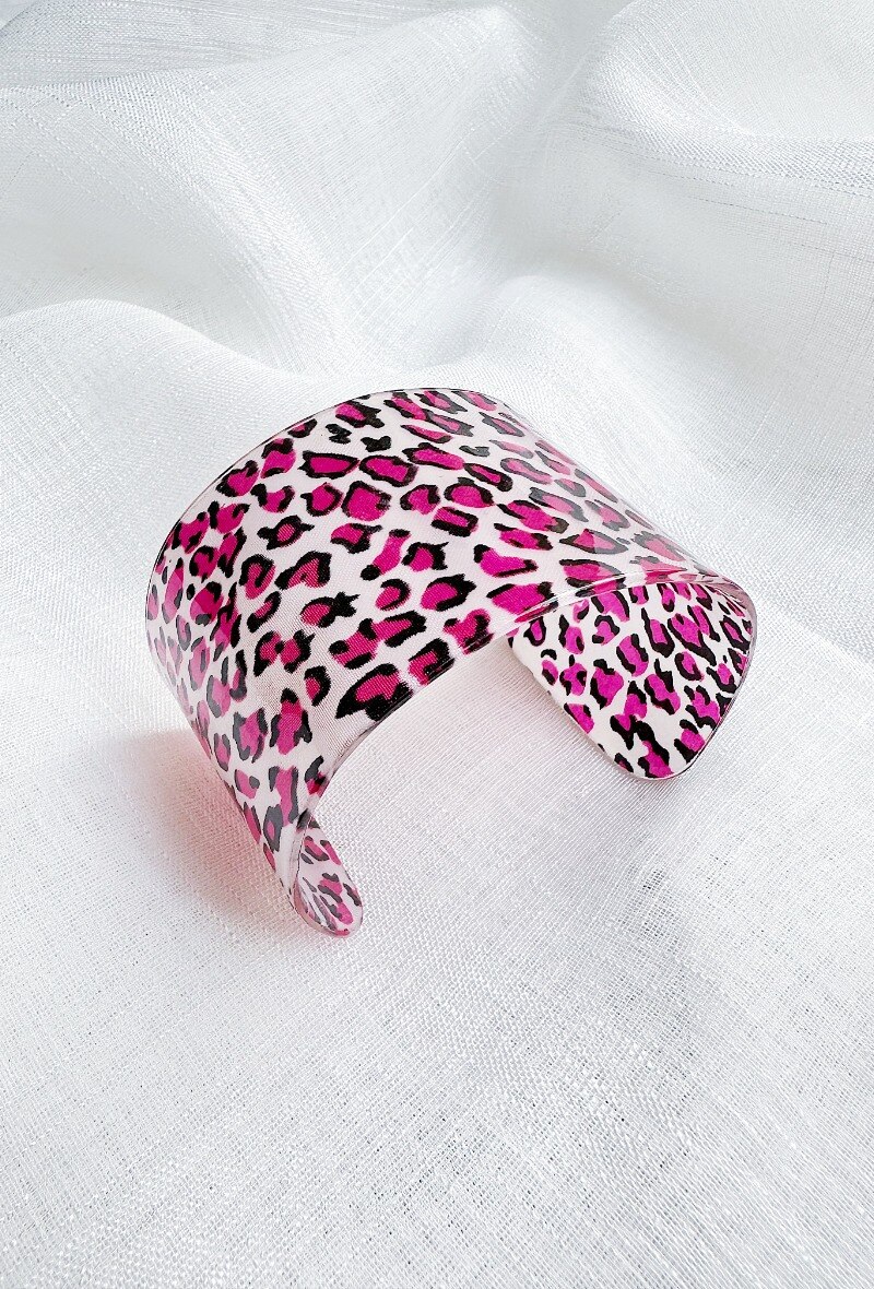 Grossista D Bijoux - Bracciale in plastica con motivo leopardato