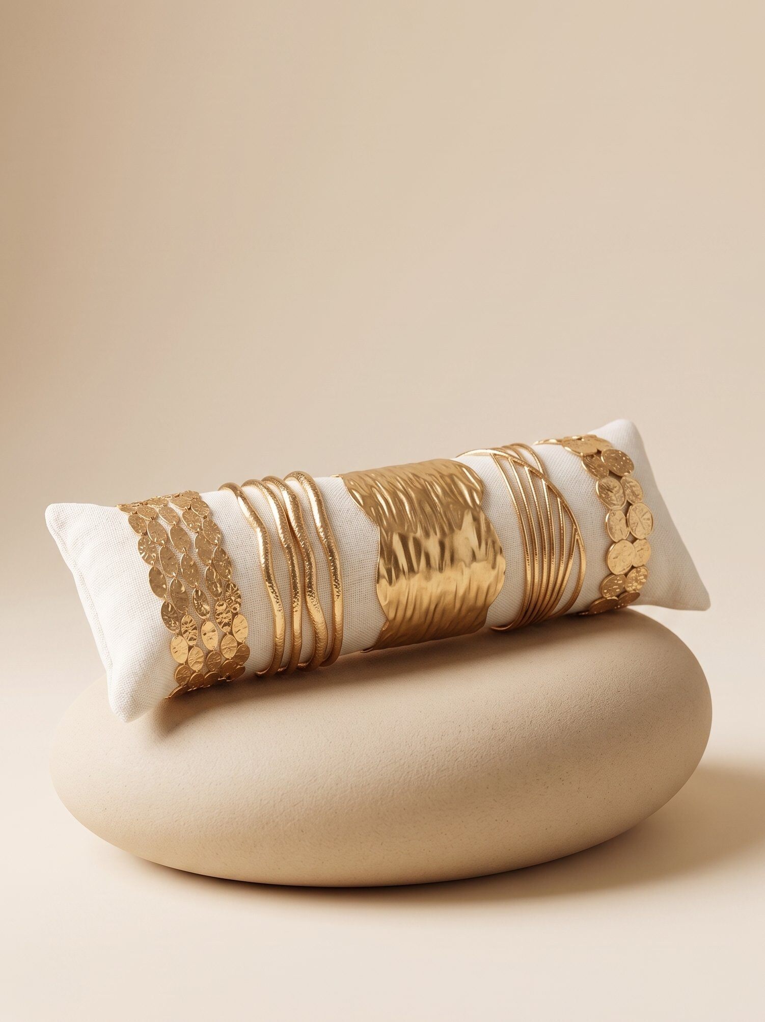 Mayorista D Bijoux - Lote de 5 brazaletes dorados texturizados