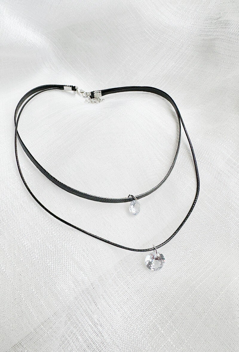 Grossiste D Bijoux - Collier ras de cou pendentif cristal