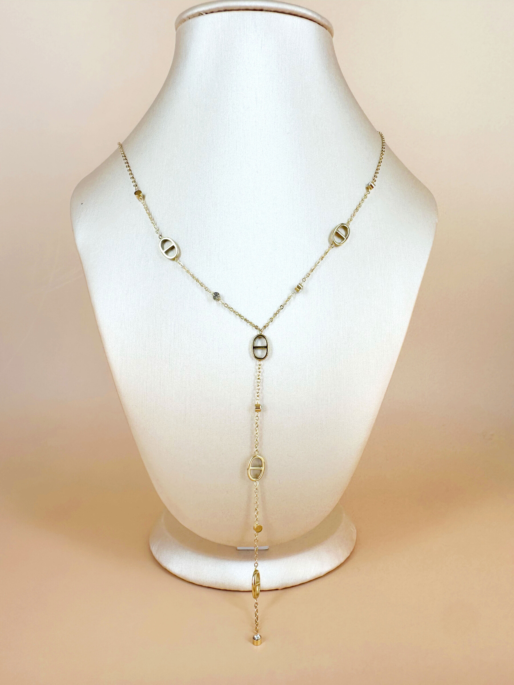 Mayorista D Bijoux - Y collar en acero inoxidable y diamantes de imitación