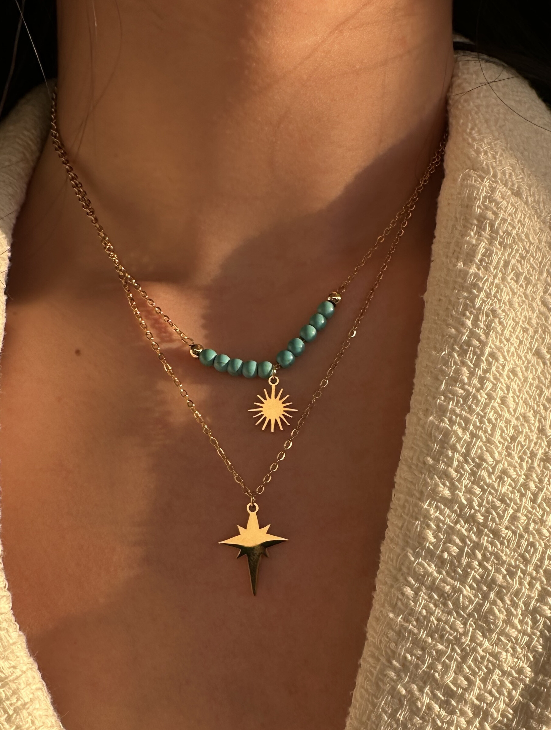 Grossiste D Bijoux - Collier double chaîne en acier inoxydable