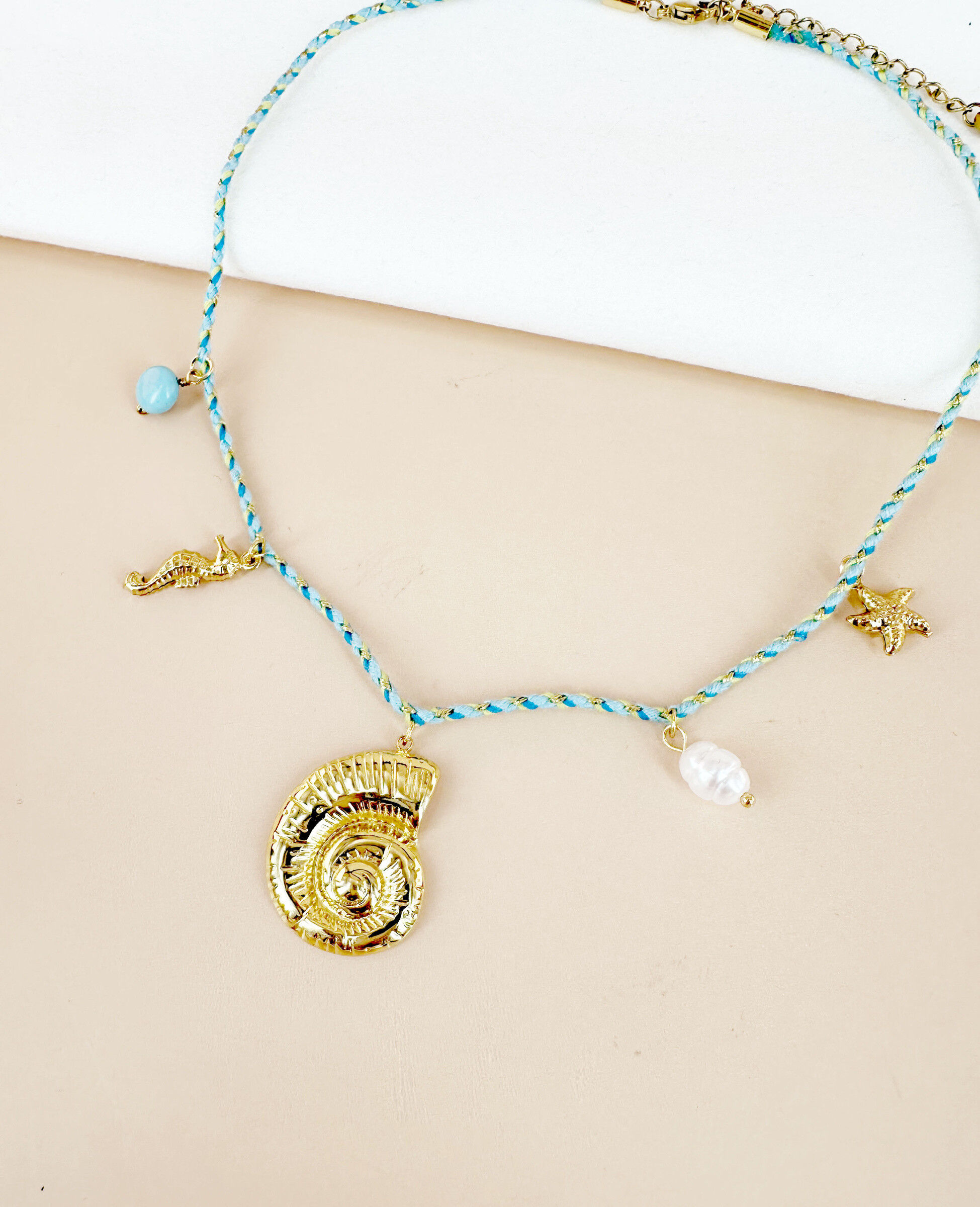 Grossiste D Bijoux - Collier cordon avec charms coquillage en acier inoxydable