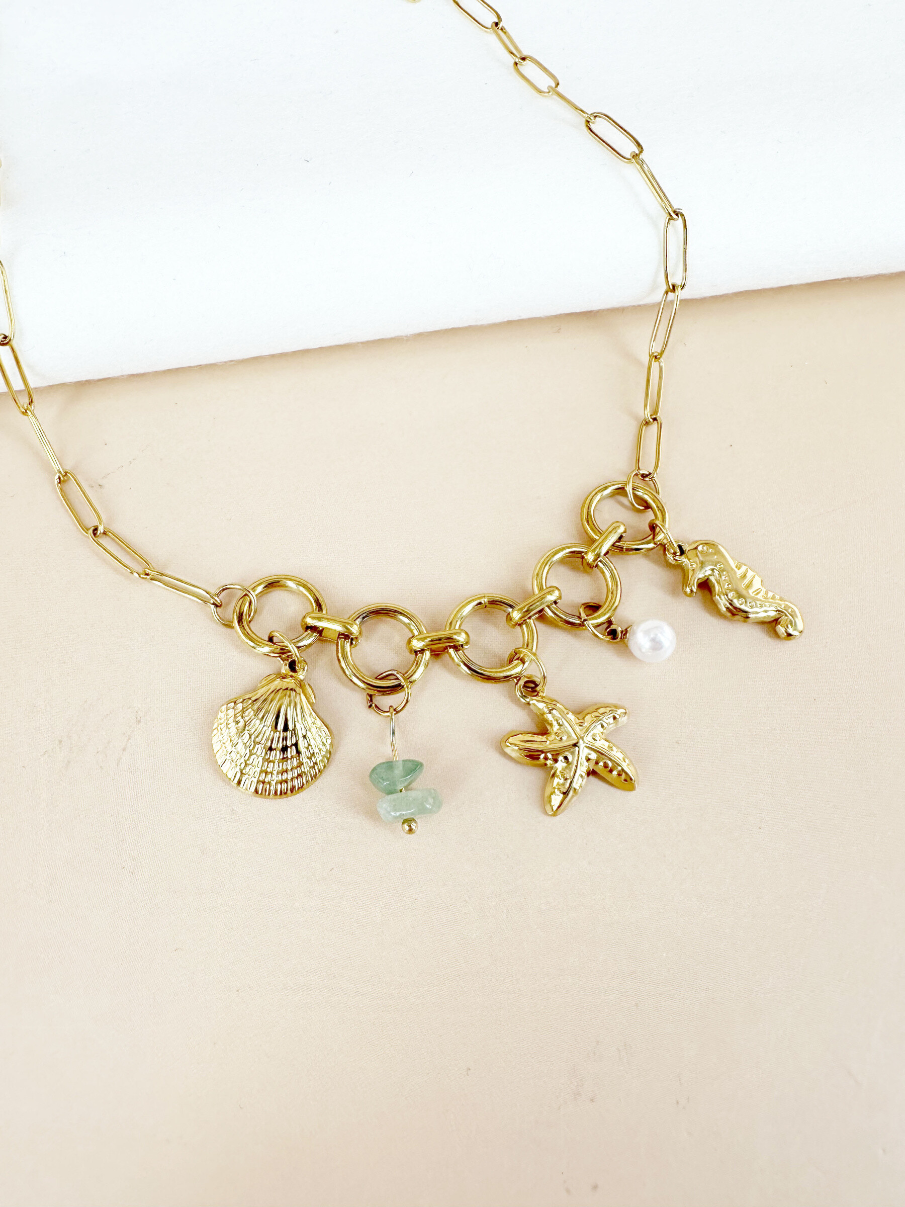 Grossiste D Bijoux - Collier maillon et breloques océan en acier inoxydable