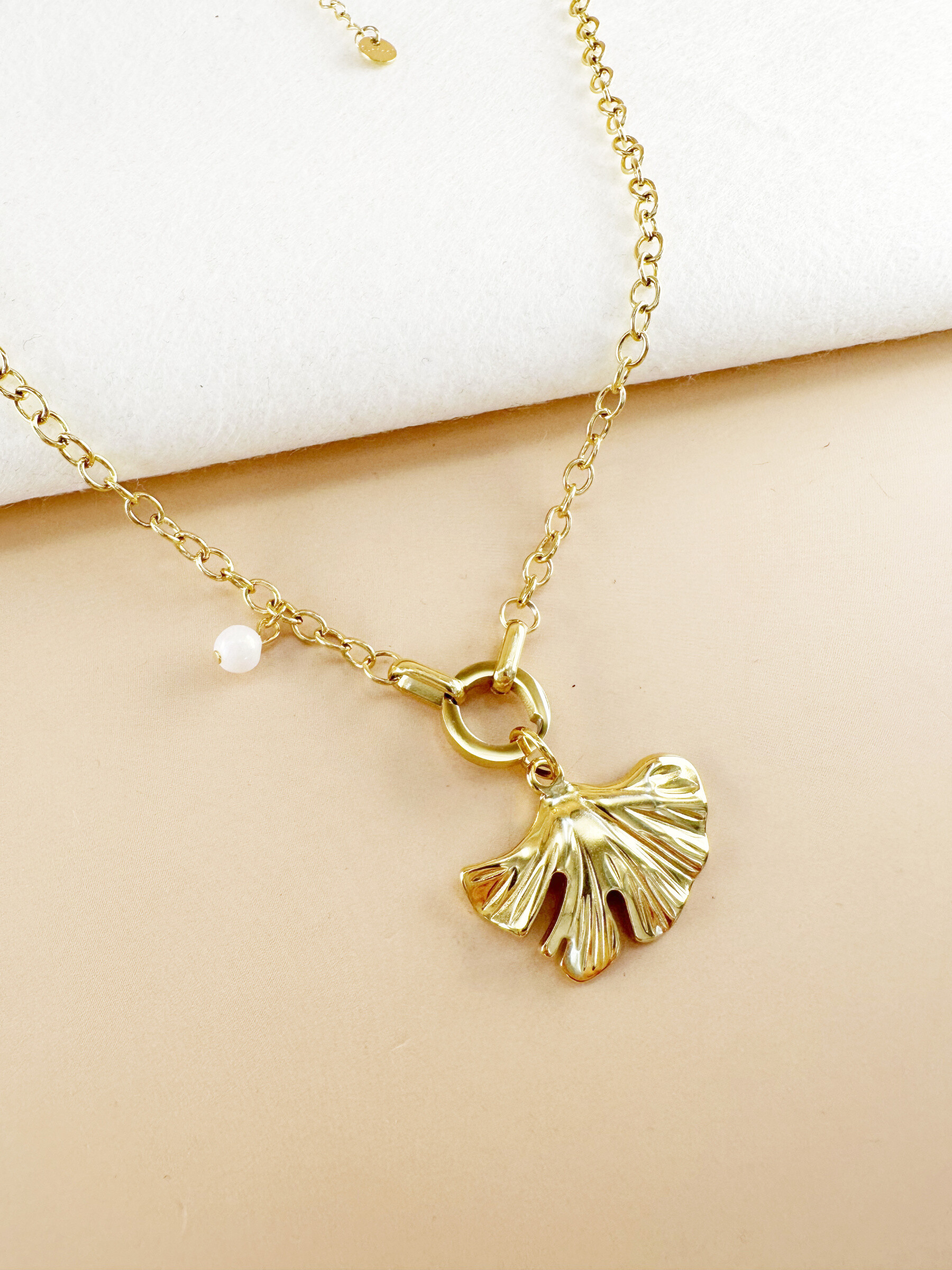 Wholesaler D Bijoux - Stainless steel ginkgo leaf necklace