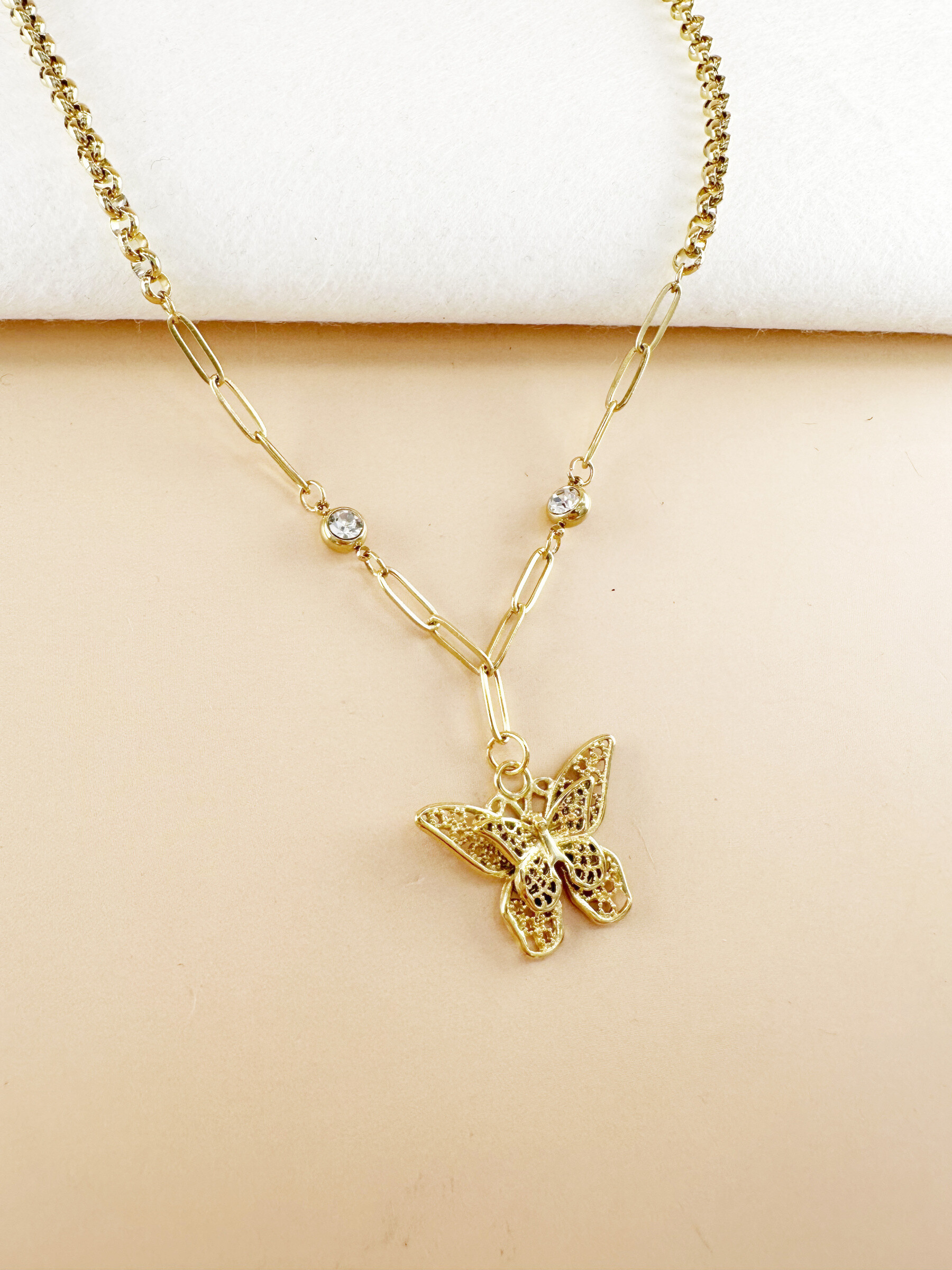 Wholesaler D Bijoux - Stainless steel butterfly chain necklace