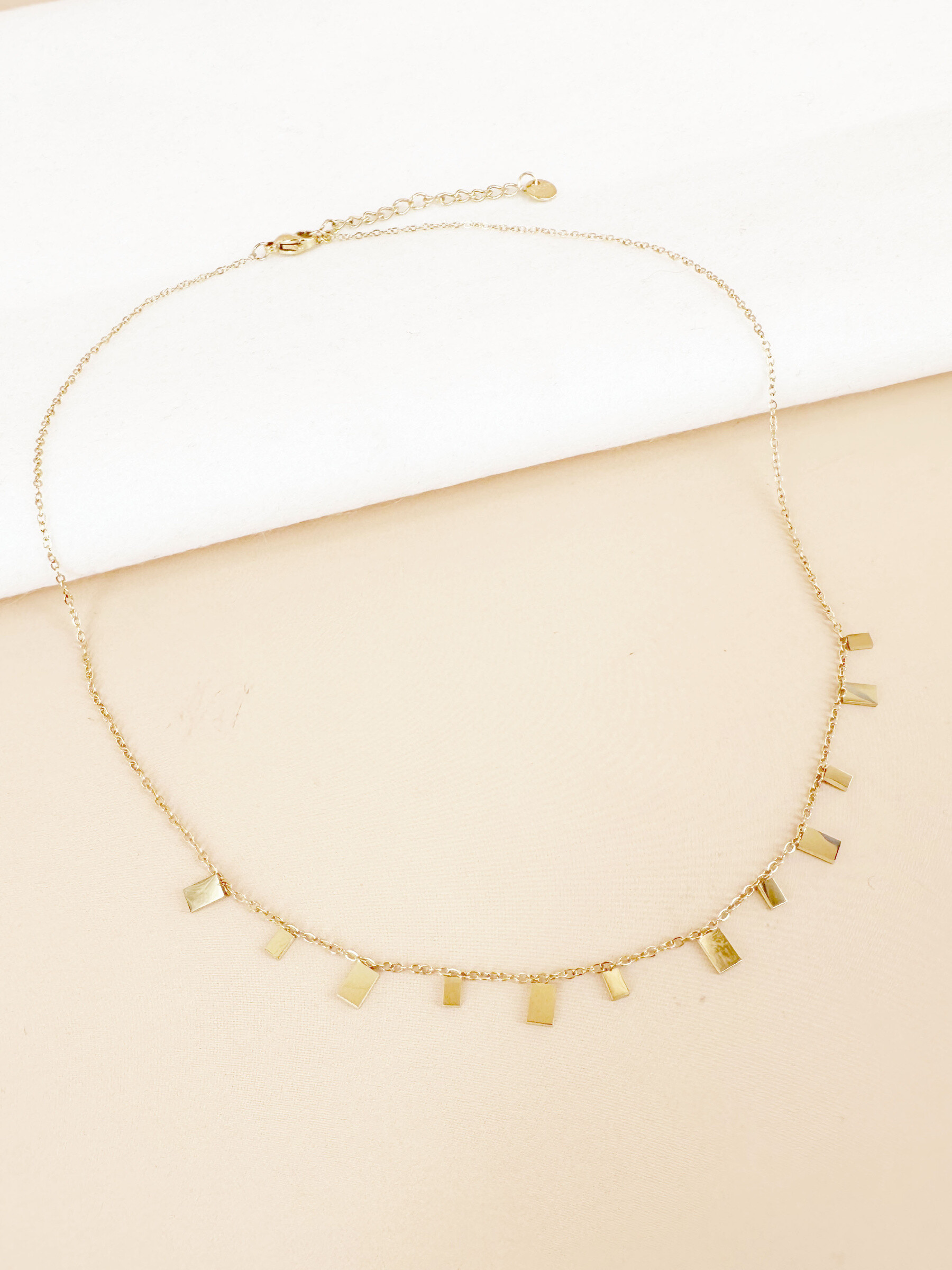 Grossiste D Bijoux - Collier pampilles rectangles en acier inoxydable
