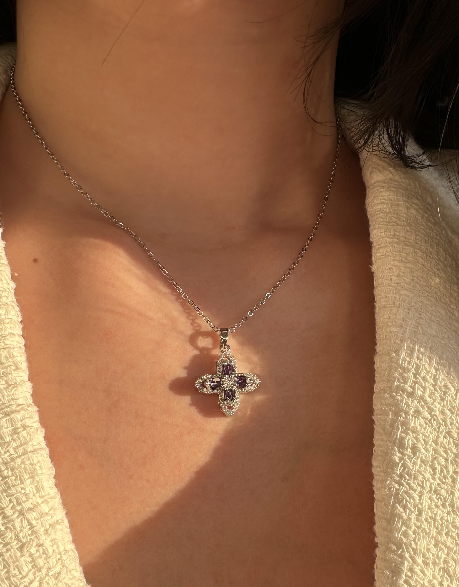 Grossiste D Bijoux - Collier strass en acier inoxydable