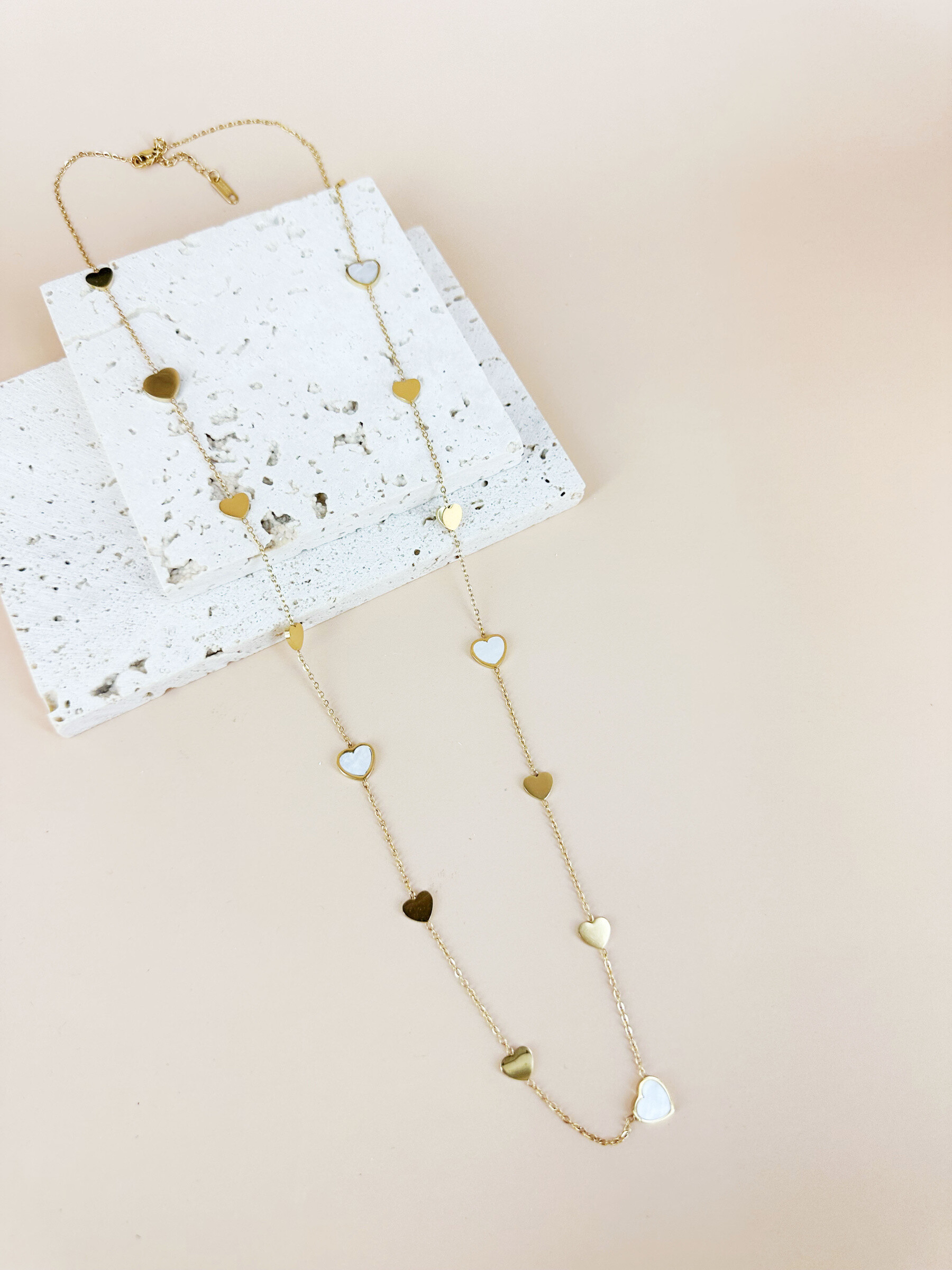 Grossiste D Bijoux - Sautoir Acier Inoxydable coeur nacré