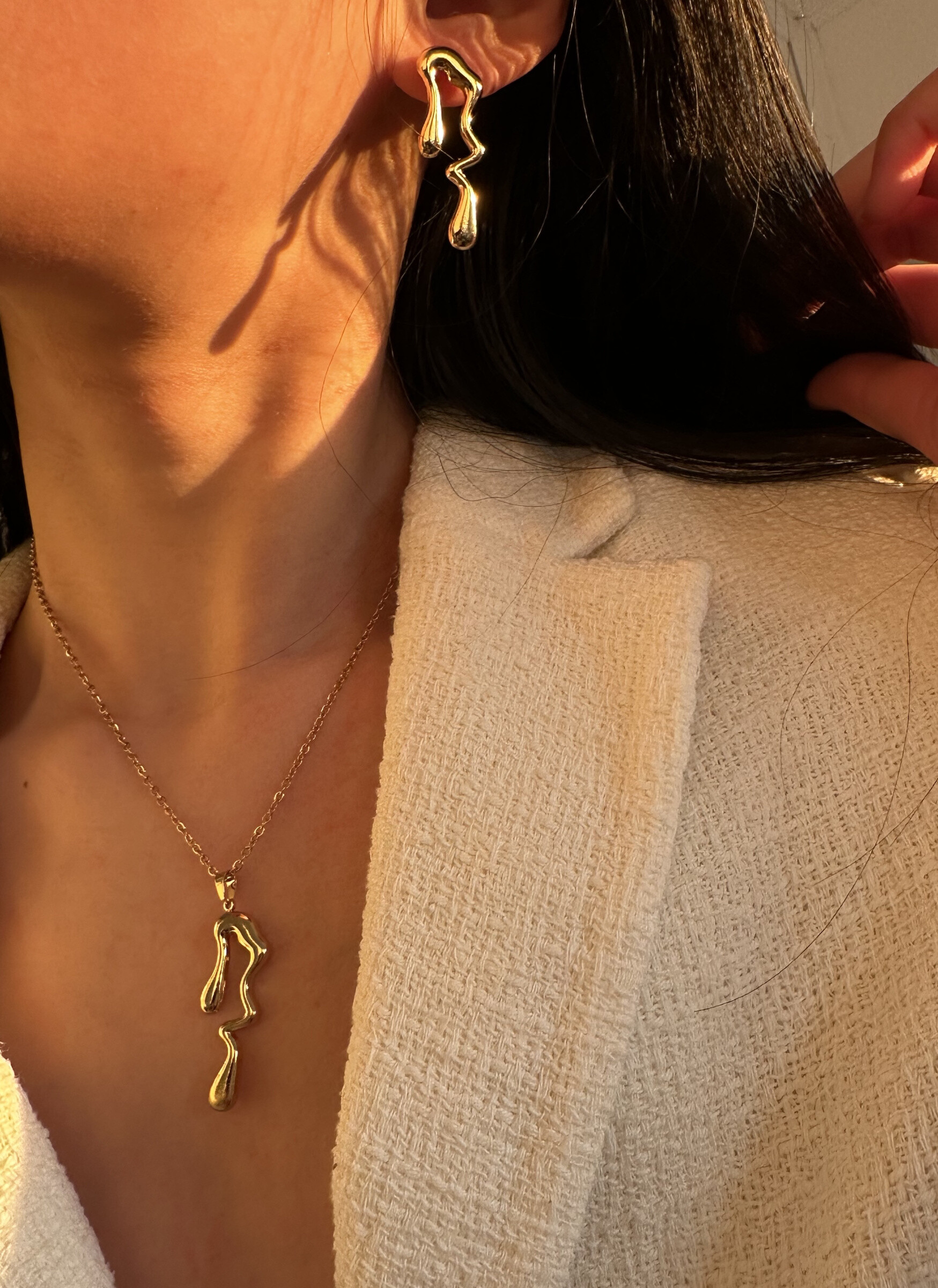 Wholesaler D Bijoux - Stainless steel necklace and earrings set