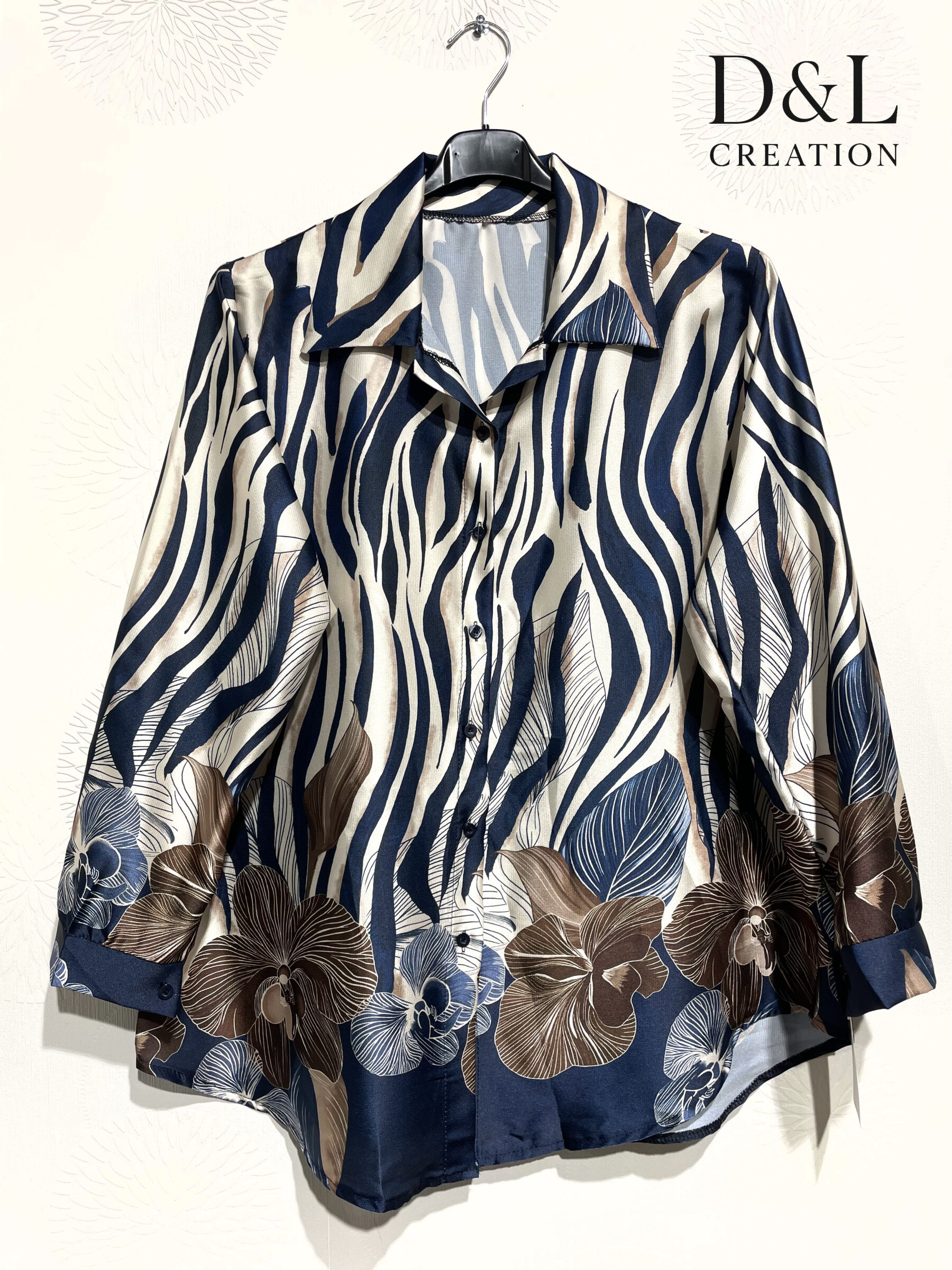 Wholesaler D&L CREATION - Printed satin shirt sizes 38 to 48