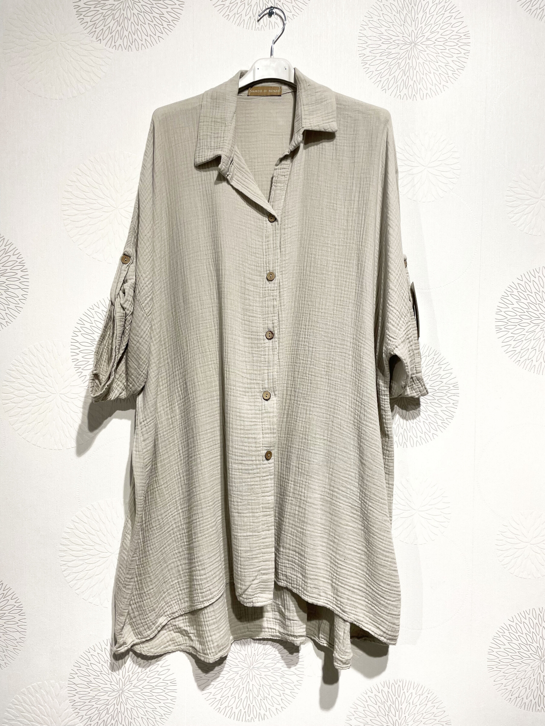 Wholesaler D&L CREATION - Large size buttoned shirt in double cotton gauze T40 to T58