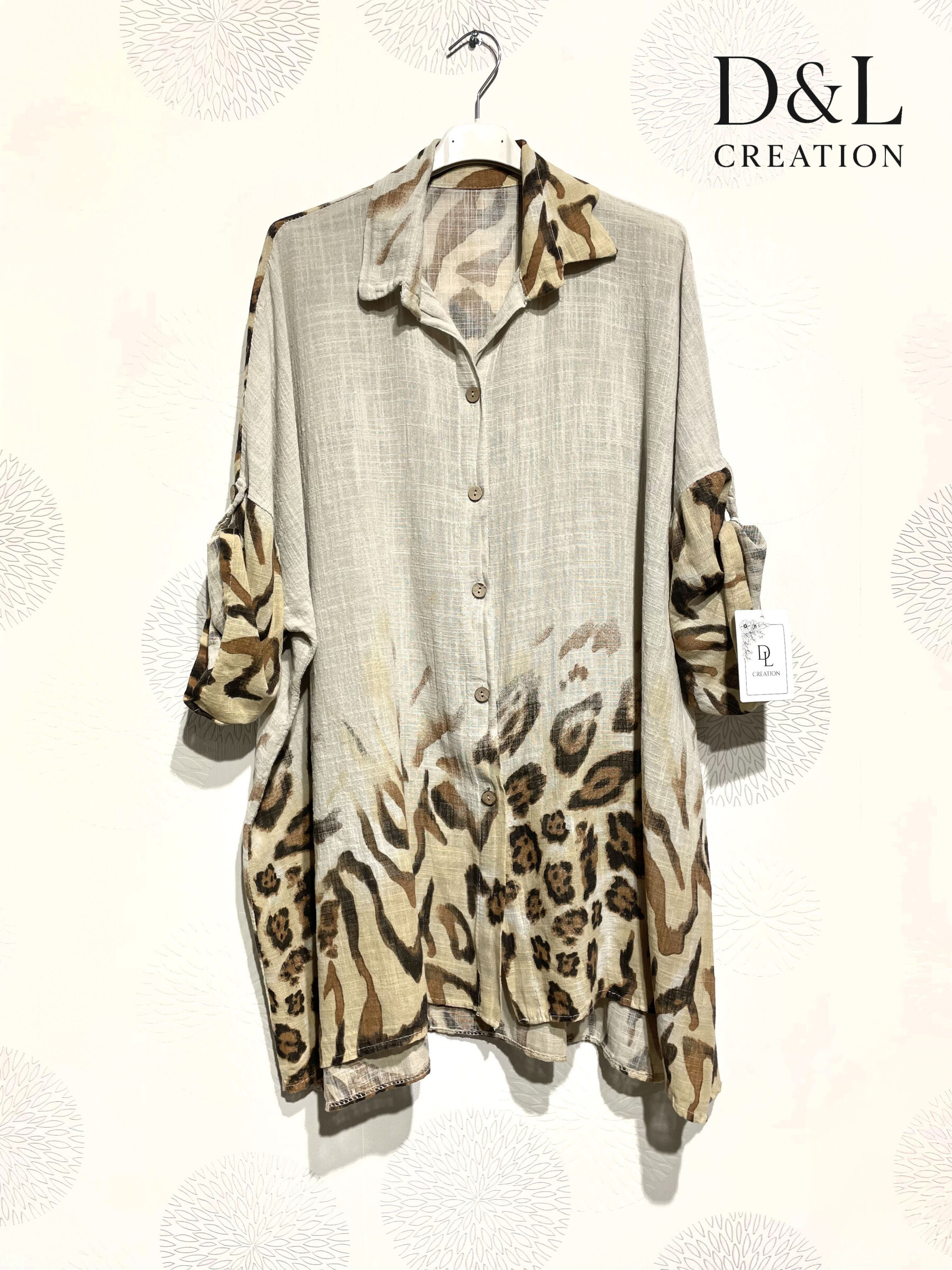 Grossiste D&L CREATION - Chemise en coton imprimé léopard T38 à T56