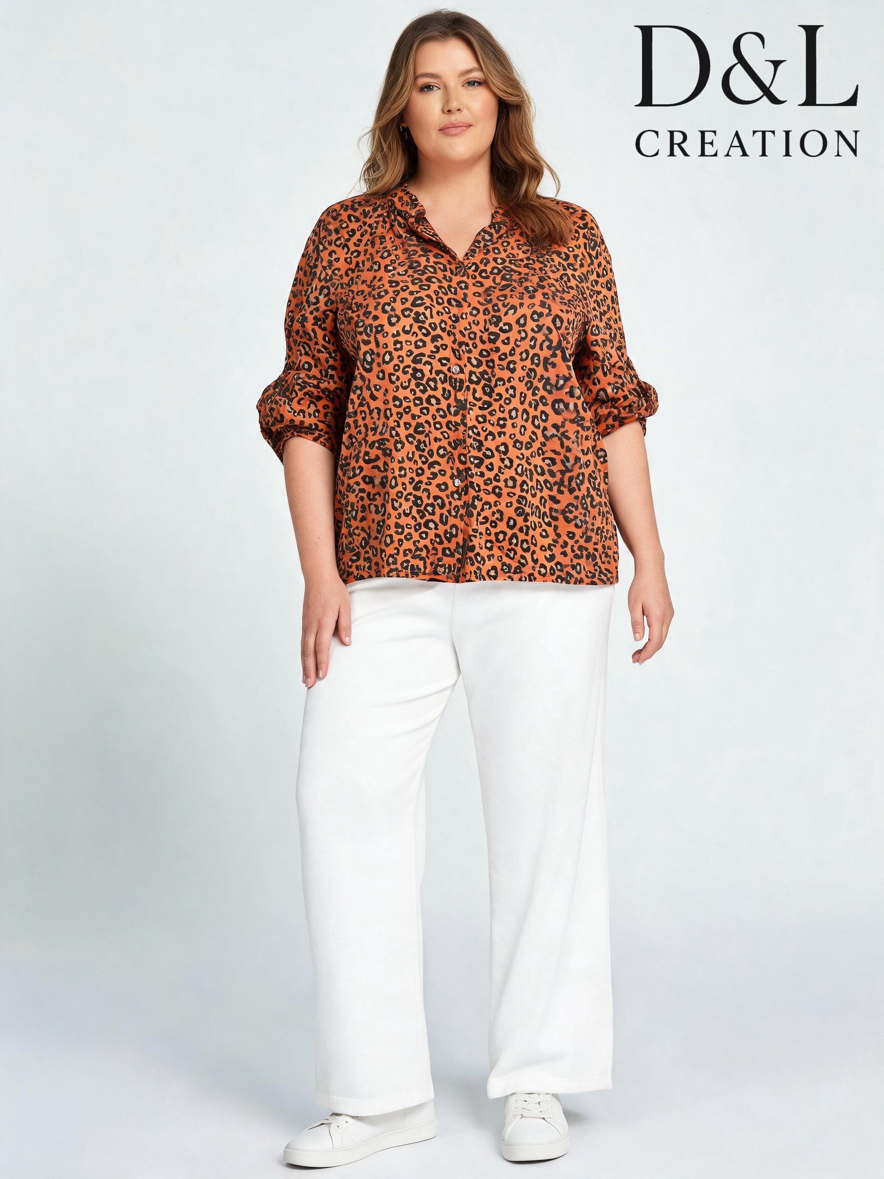 Wholesaler D&L CREATION - Leopard print cotton shirt size L/XL