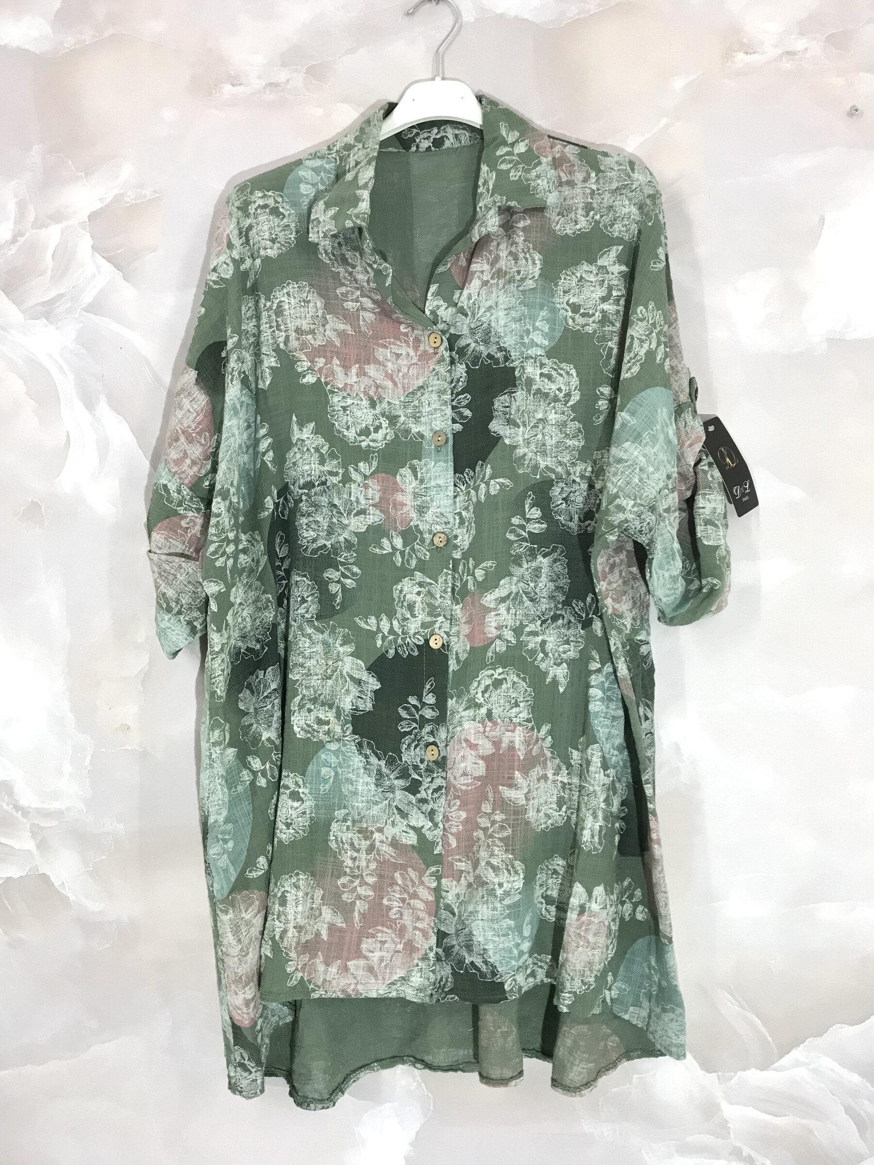 Wholesaler D&L CREATION - Extra wide cotton shirt printed T40 to T58