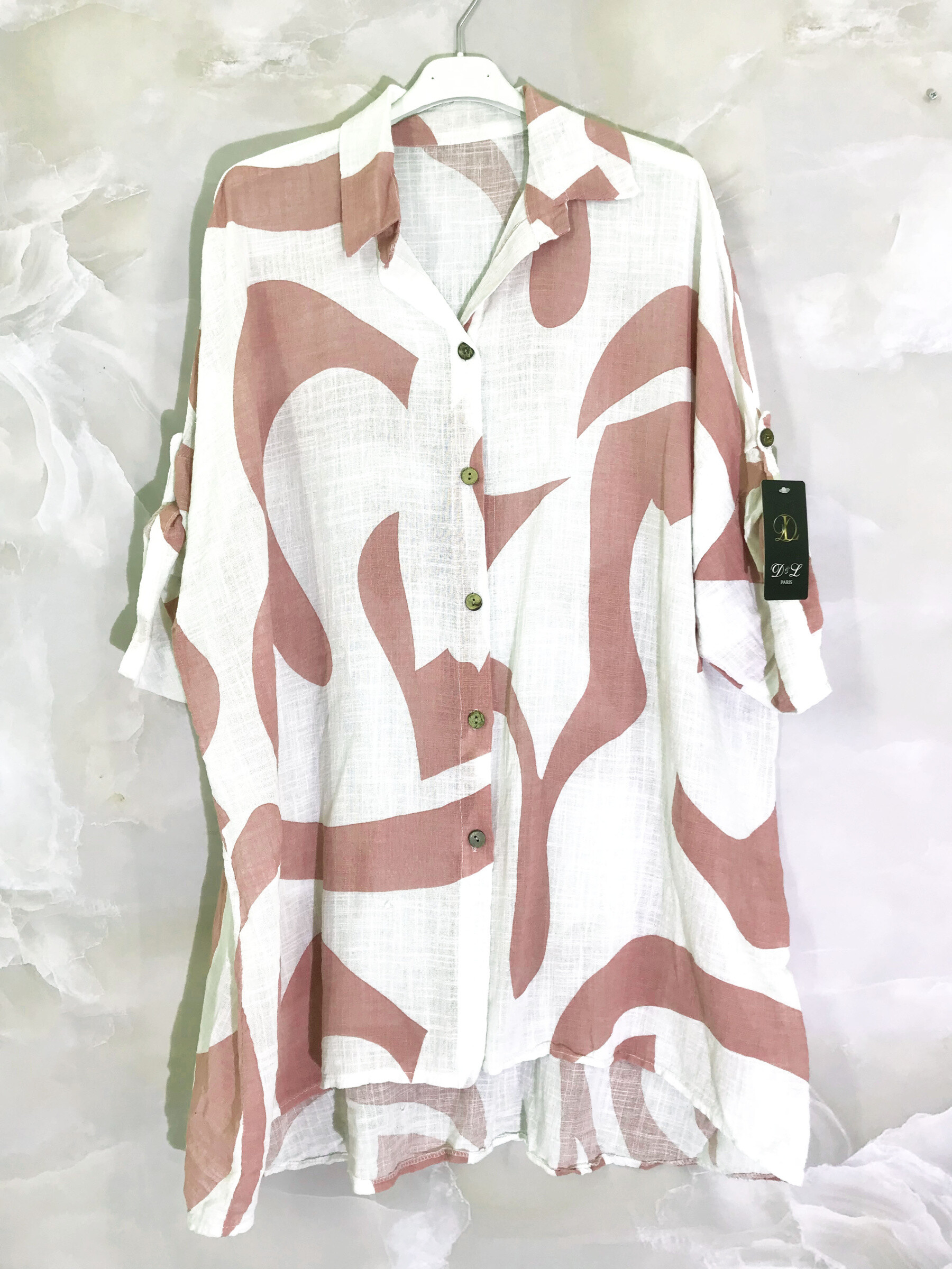 Mayorista D&L CREATION - Efecto de algodón de la camisa de lino de tamaño largo Efecto de lino