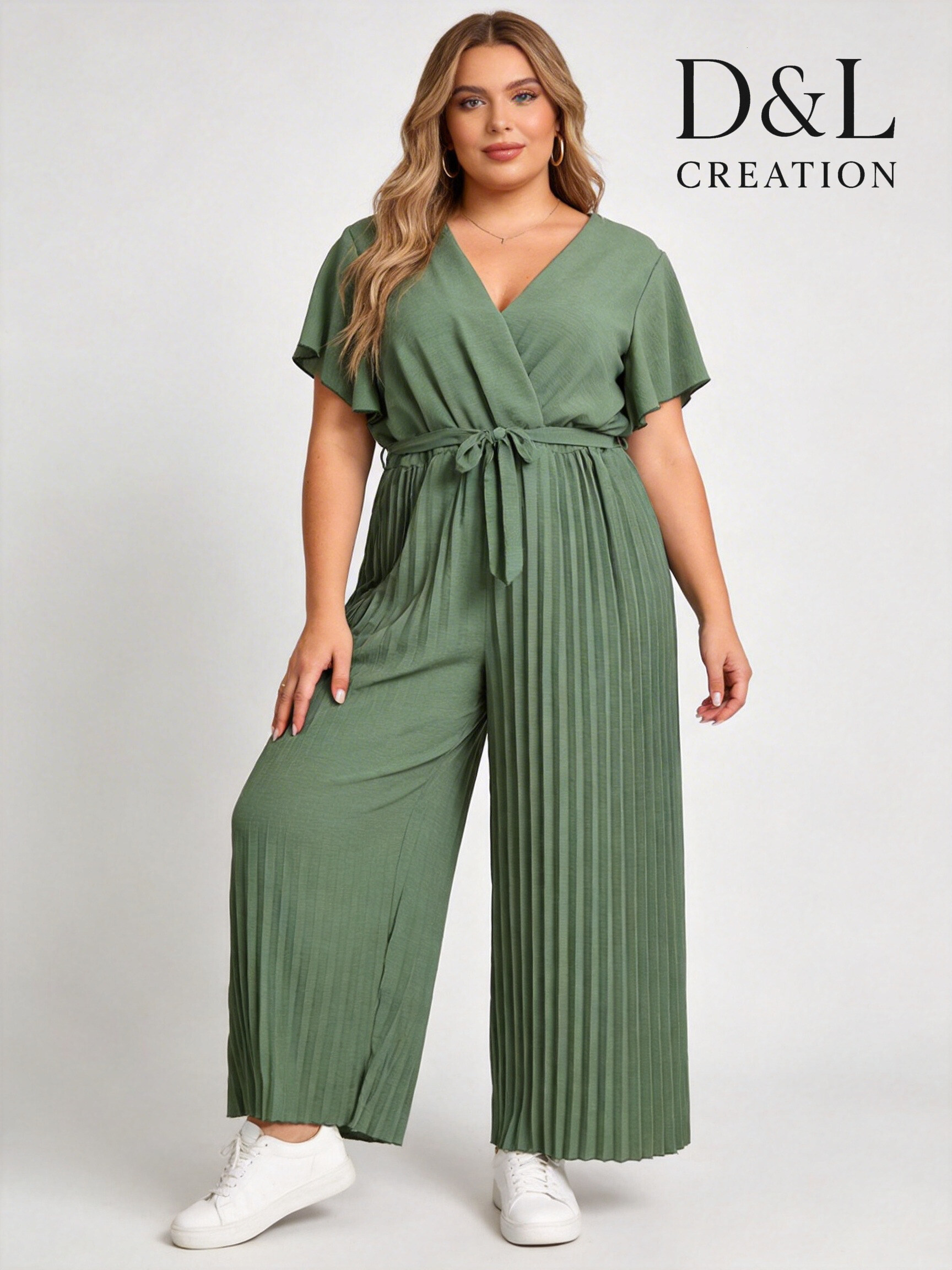 Großhändler D&L CREATION - Plissierter Wickeloverall Größen 38 bis 52