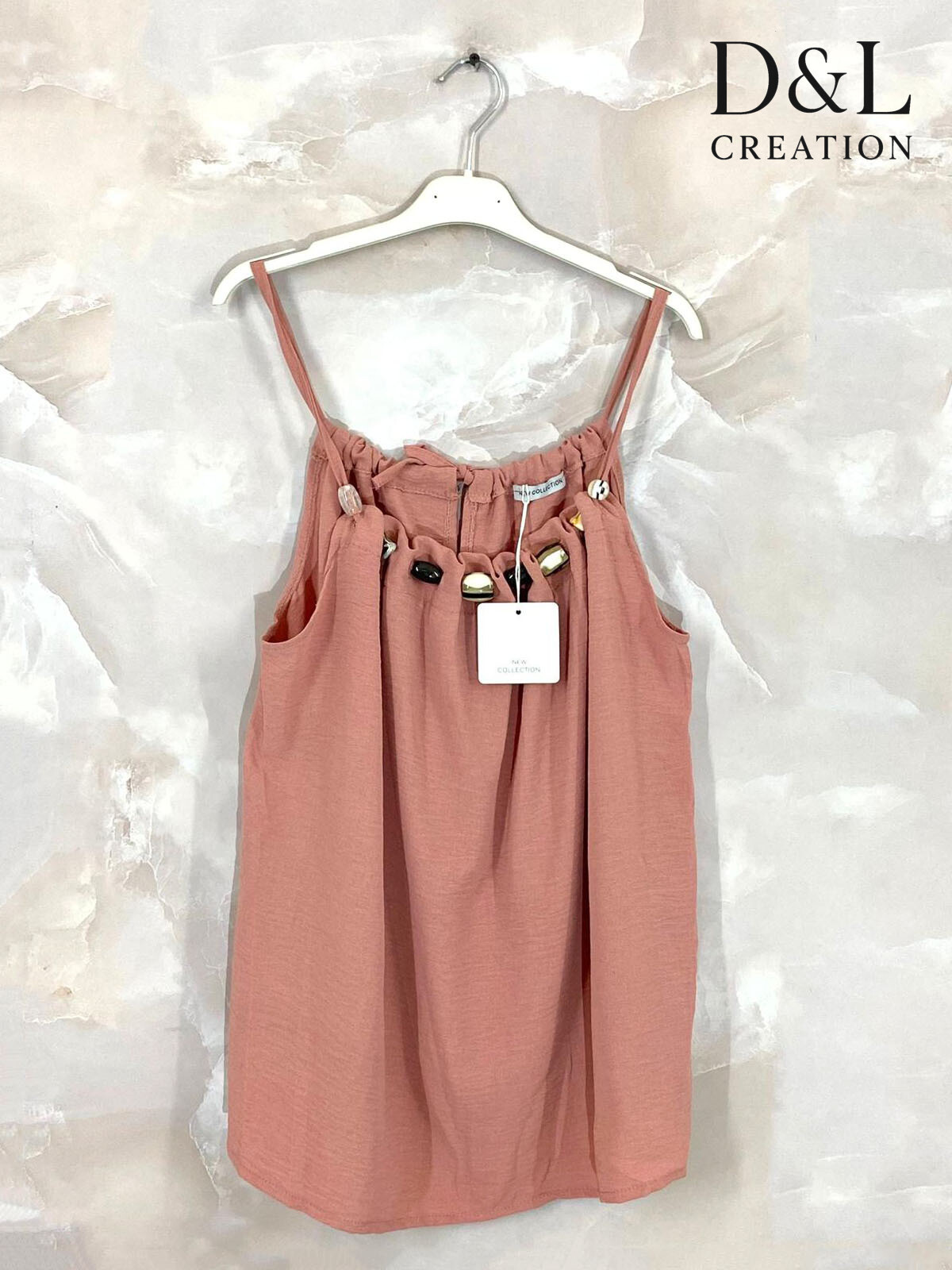 Großhändler D&L CREATION - Fließendes Tanktop mit Perlen Größe 38 bis 50