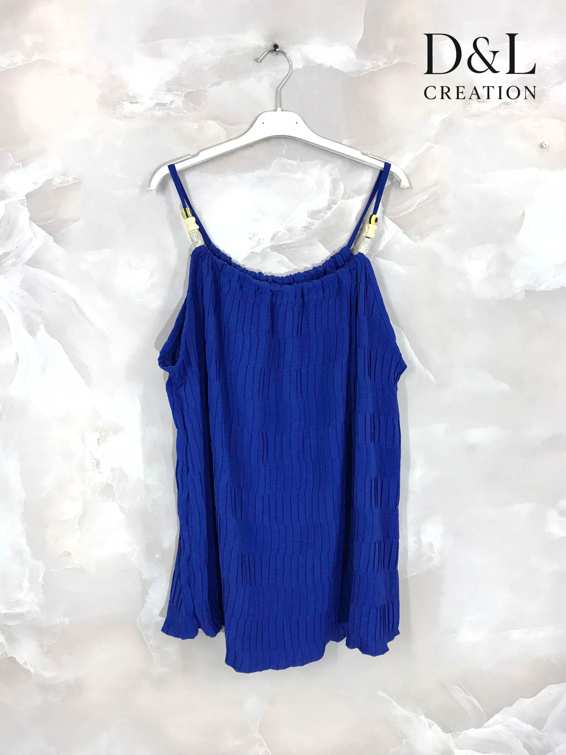 Großhändler D&L CREATION - Gefaltete Tanktop mit Perlen Größen 38 bis 56