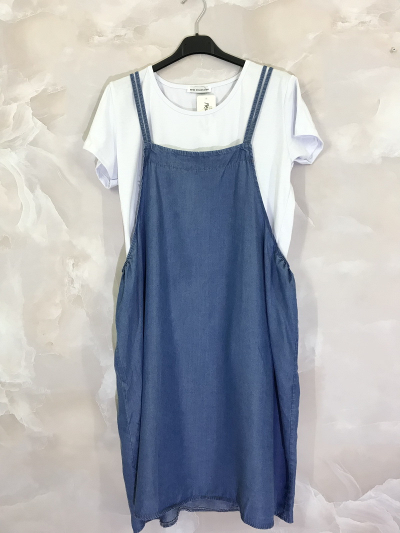 Grossiste D&L CREATION - Ensemble t-shirt et salopette jupe en jean