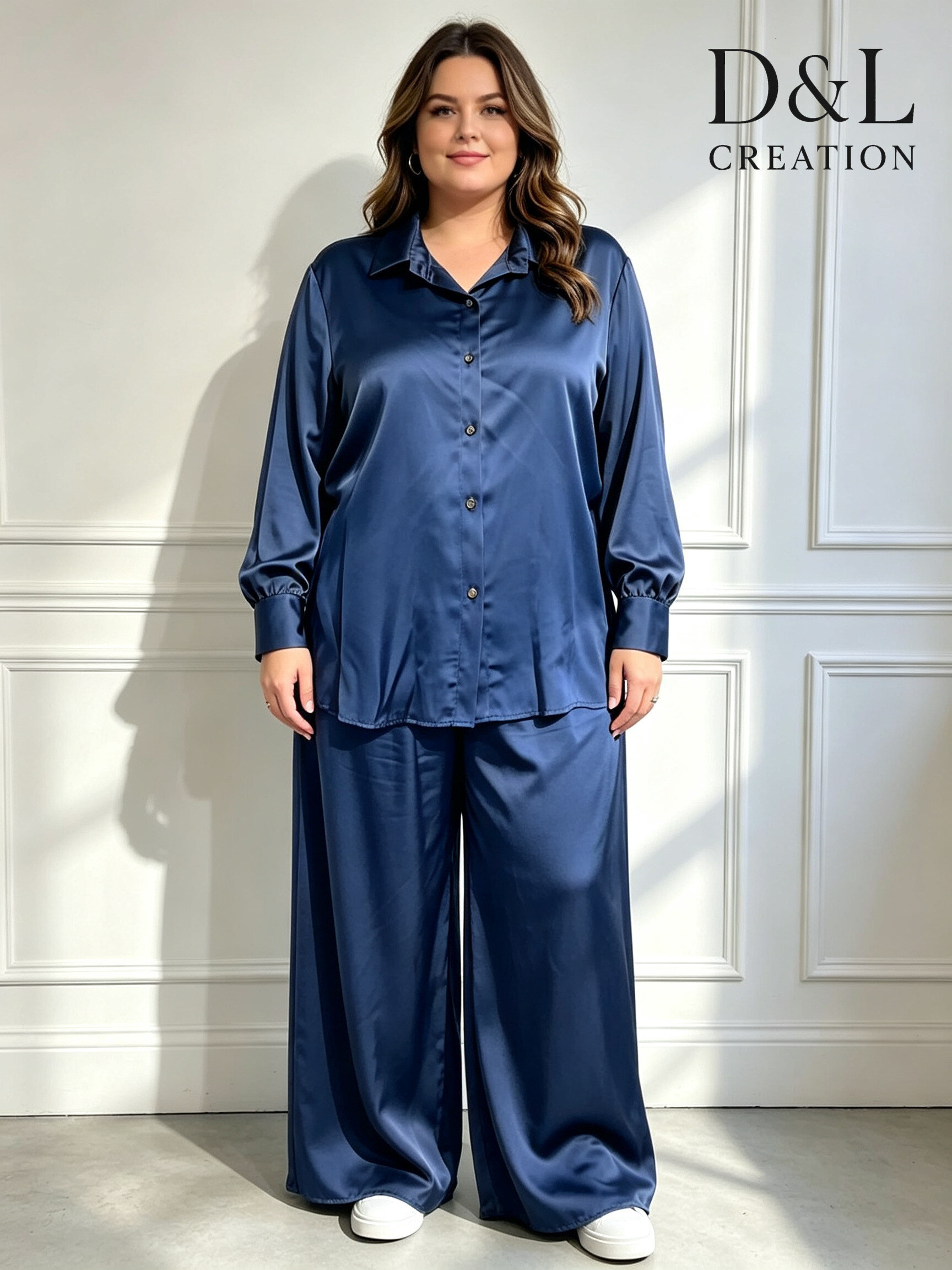 Grossiste D&L CREATION - Ensemble chemise pantalon satin T38 à T52