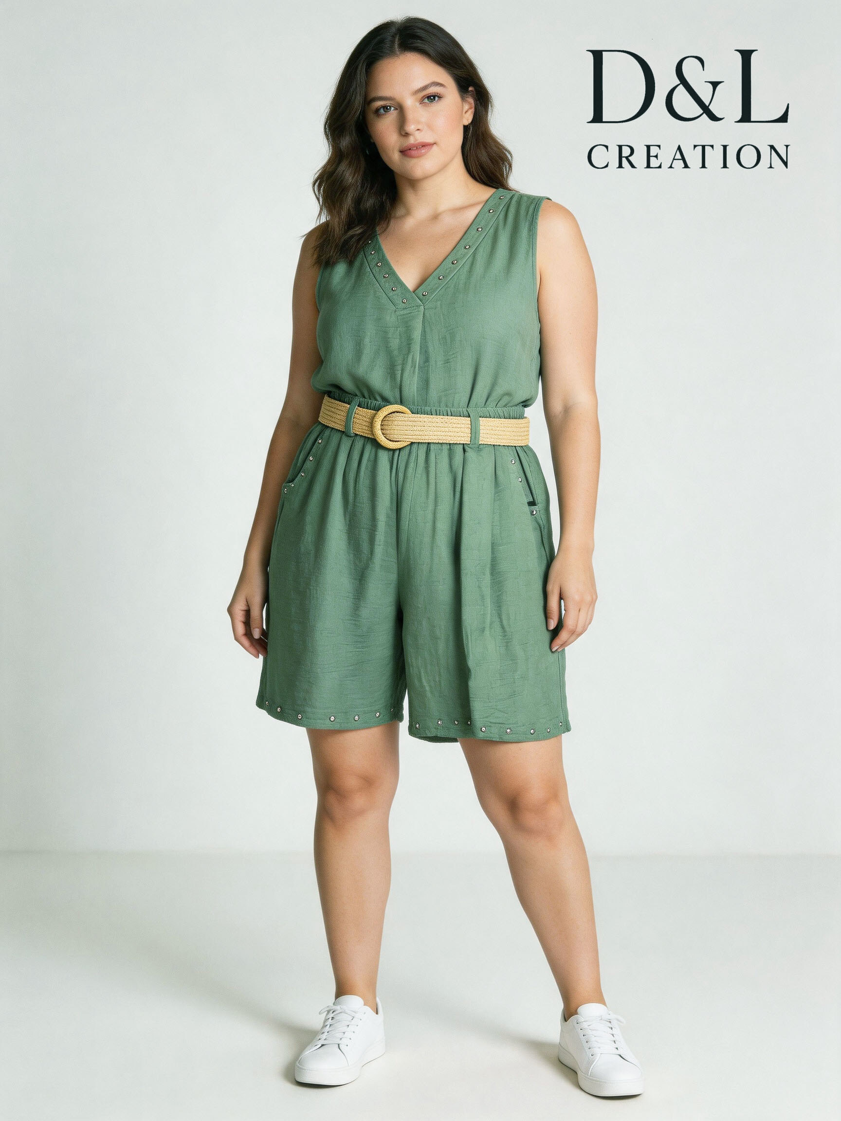 Großhändler D&L CREATION - Nieten-Top und Shorts Set Größen T38 bis T50