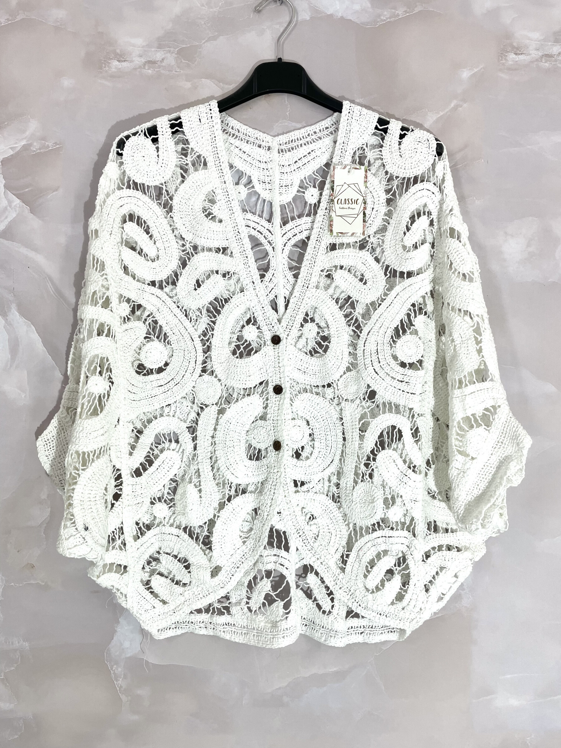 Grossiste D&L CREATION - Gilet broderie aux manches mi-longues T38 à T48