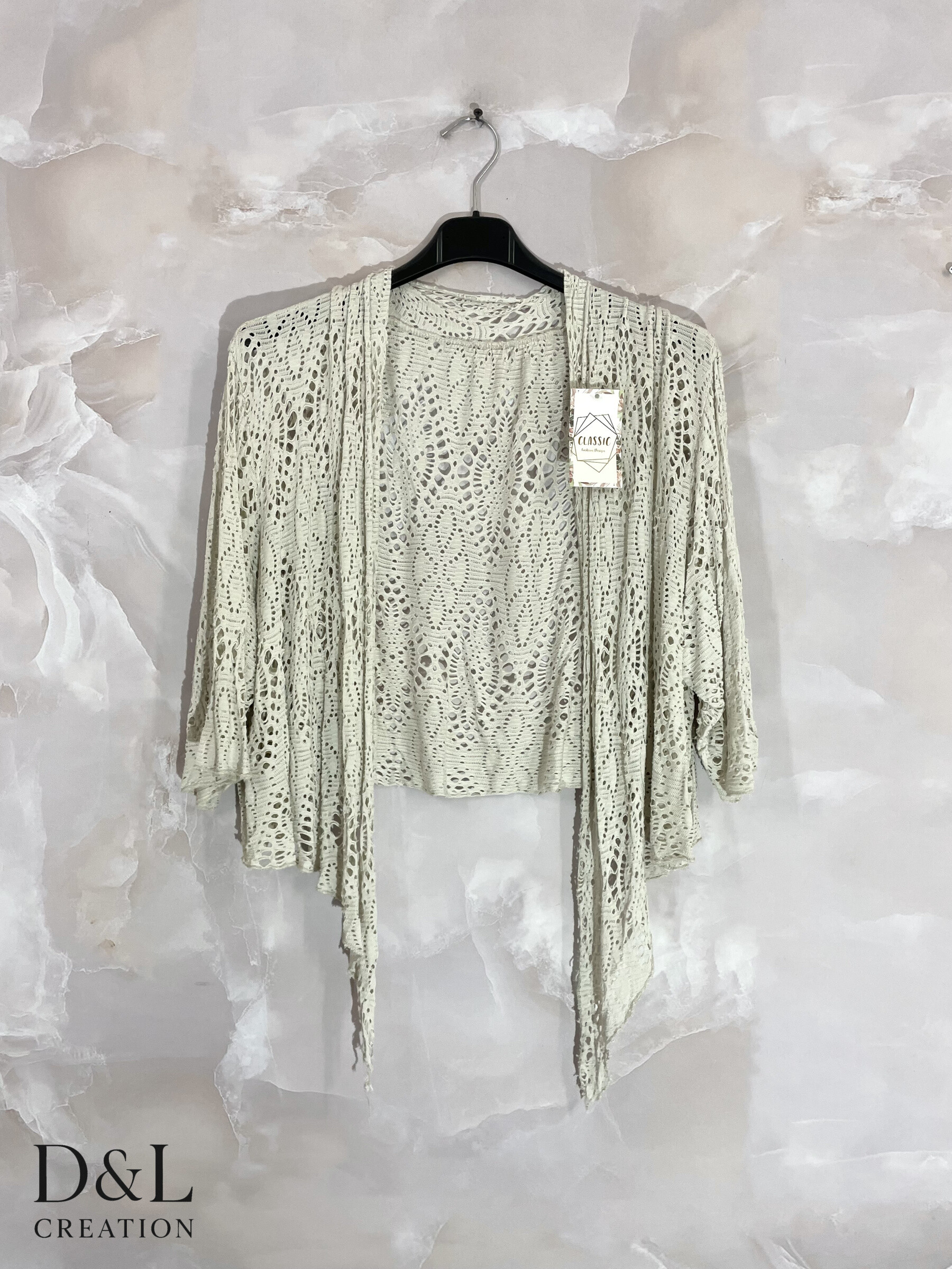 Grossiste D&L CREATION - Gilet court boléro en dentelle T38 à T54