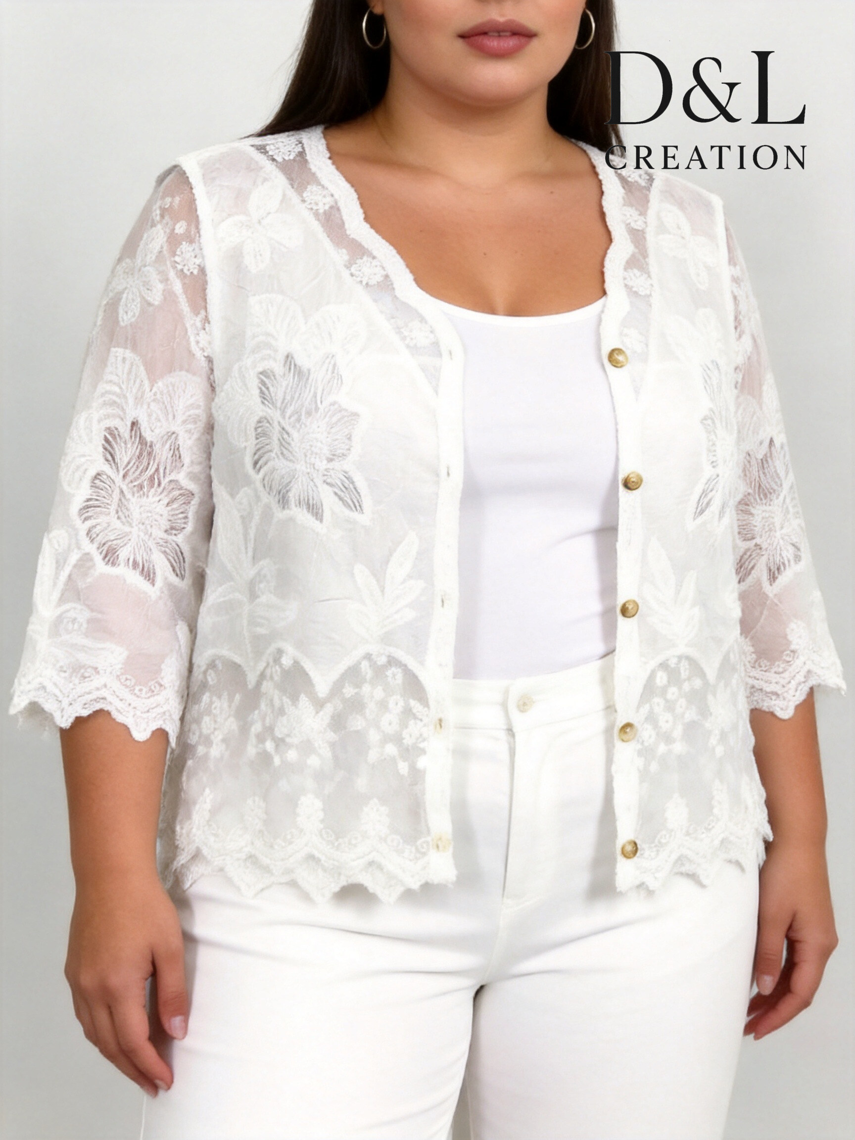 Grossista D&L CREATION - Gilet in pizzo taglie 38 a 44