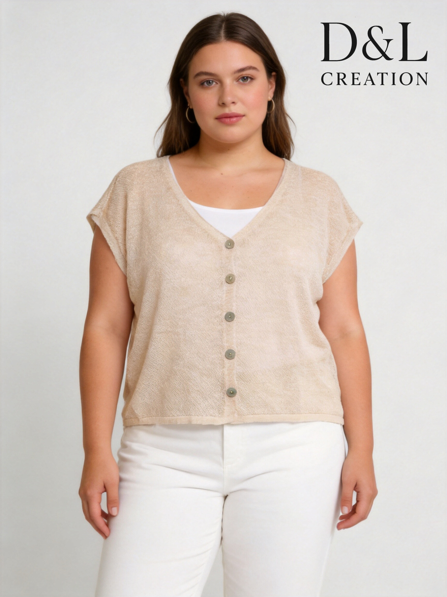 Grossista D&L CREATION - Gilet leggero senza maniche con bottoni taglie 38 a 48