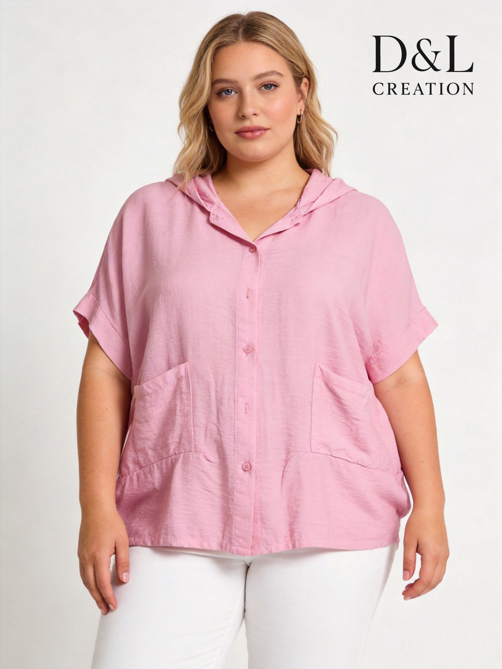 Grossista D&L CREATION - Cardigan oversize con cappuccio e tasche, taglie T38 a T56