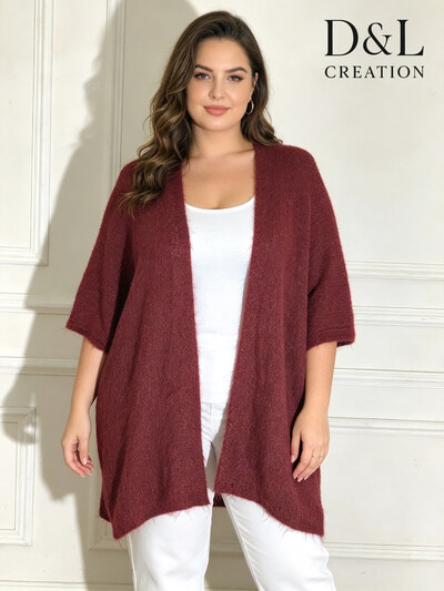 Grossiste D&L CREATION - Gilet ouvert manches 3/4 avec laine T40 à T54 Grossiste D&L CREATION - Gilet ouvert manches 3/4 avec laine T40 à T54