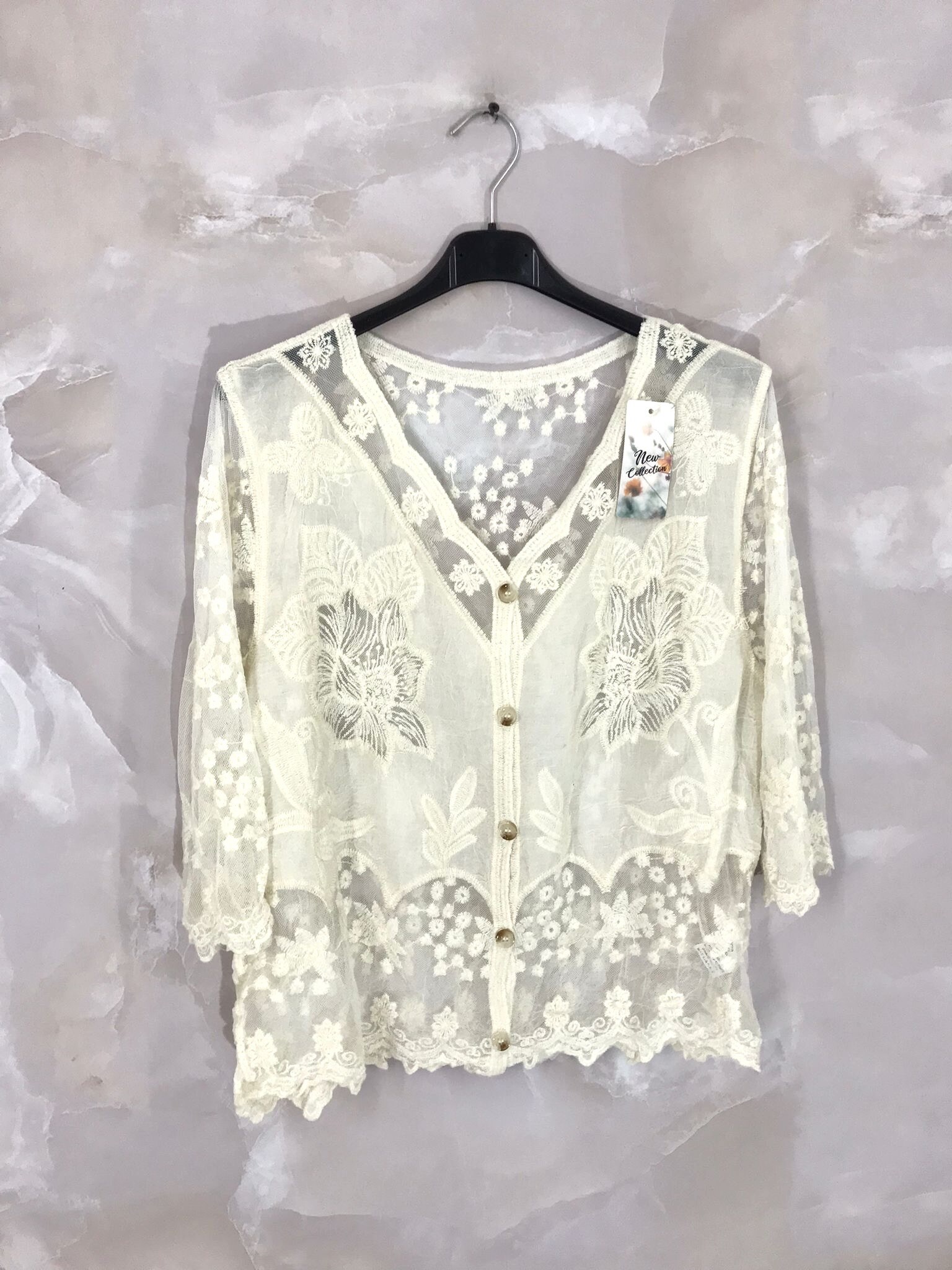 Grossiste D&L CREATION - Gilet en dentelle boutonné T36 à T42