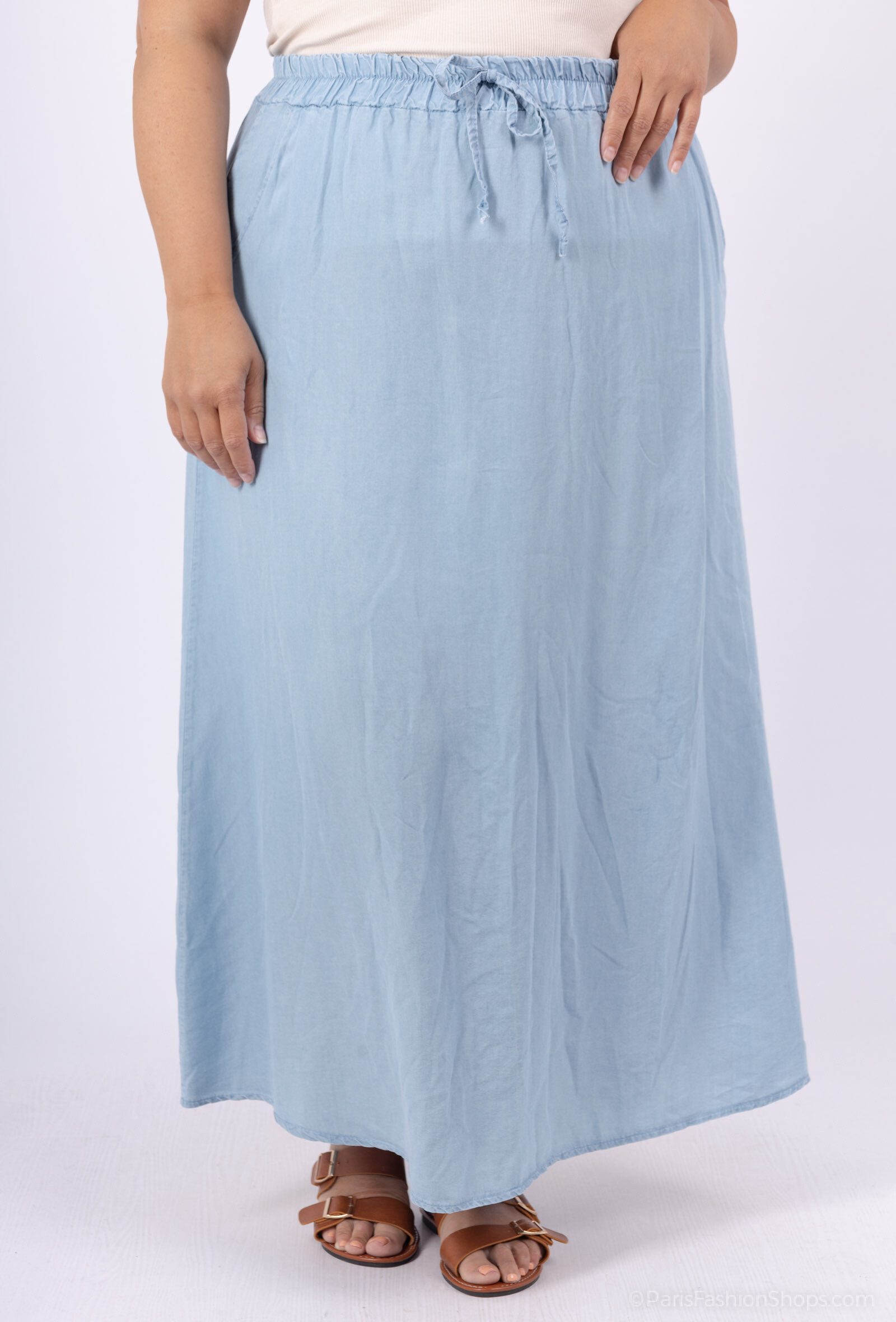 Großhändler D&L CREATION - Langer Denim-Tencel-Rock Größe 38 bis 50