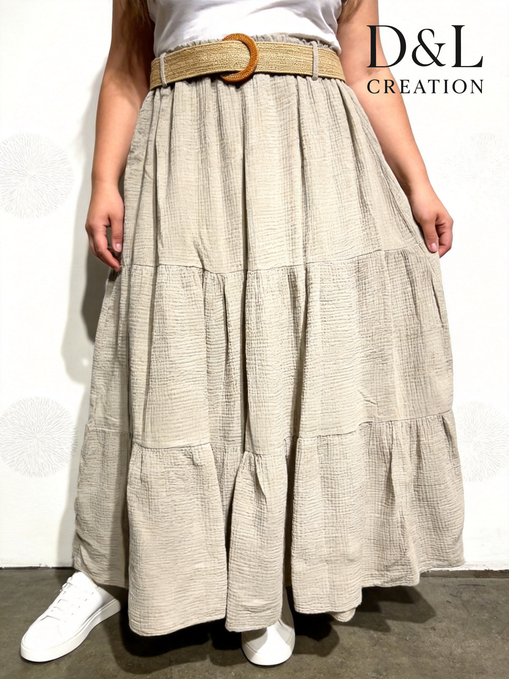 Großhändler D&L CREATION - Boho-Rock aus Baumwoll-Doppelgaze Größen 38 bis 50+