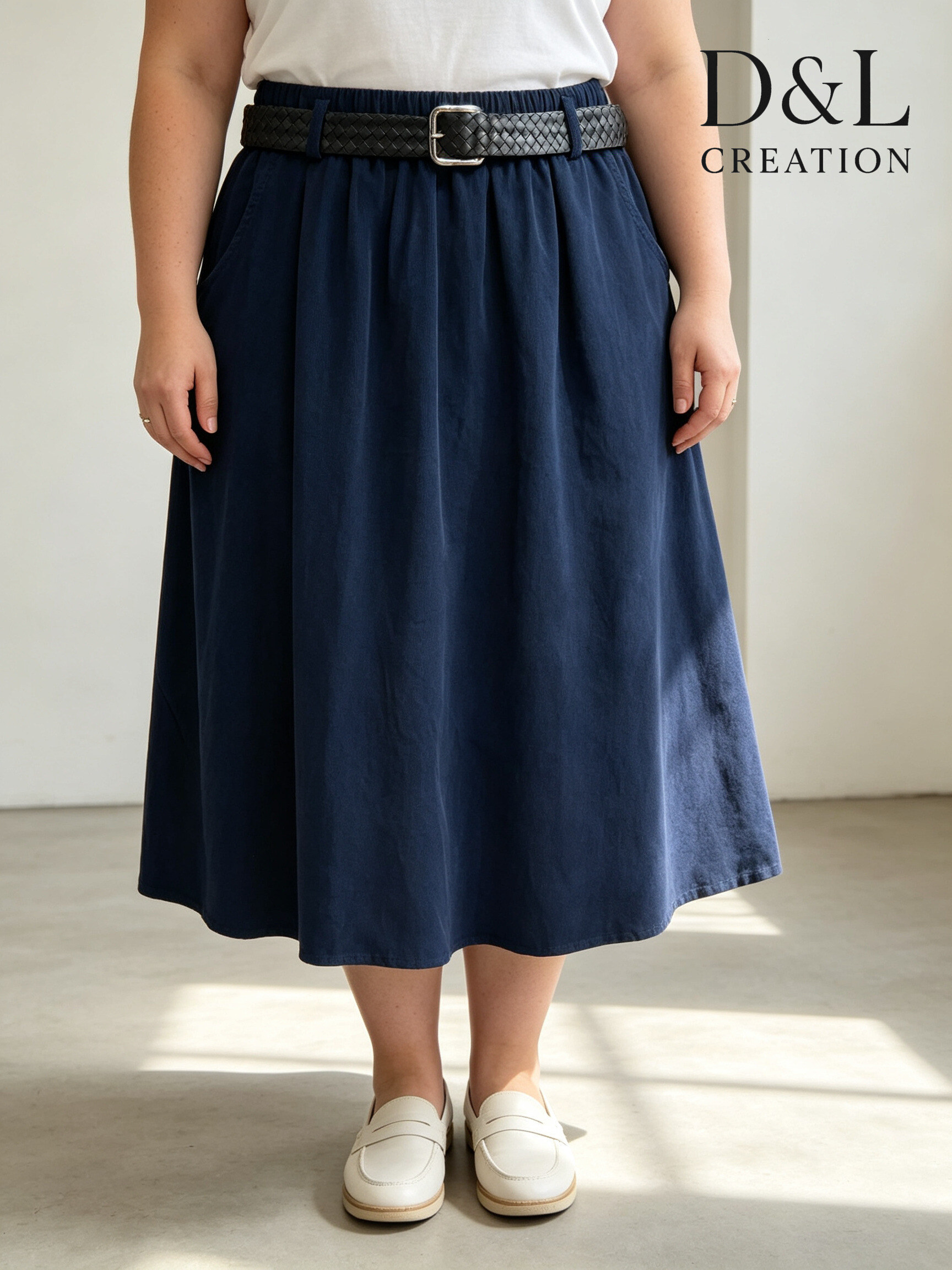Grossiste D&L CREATION - Jupe velours coton avec poches T38 à T52