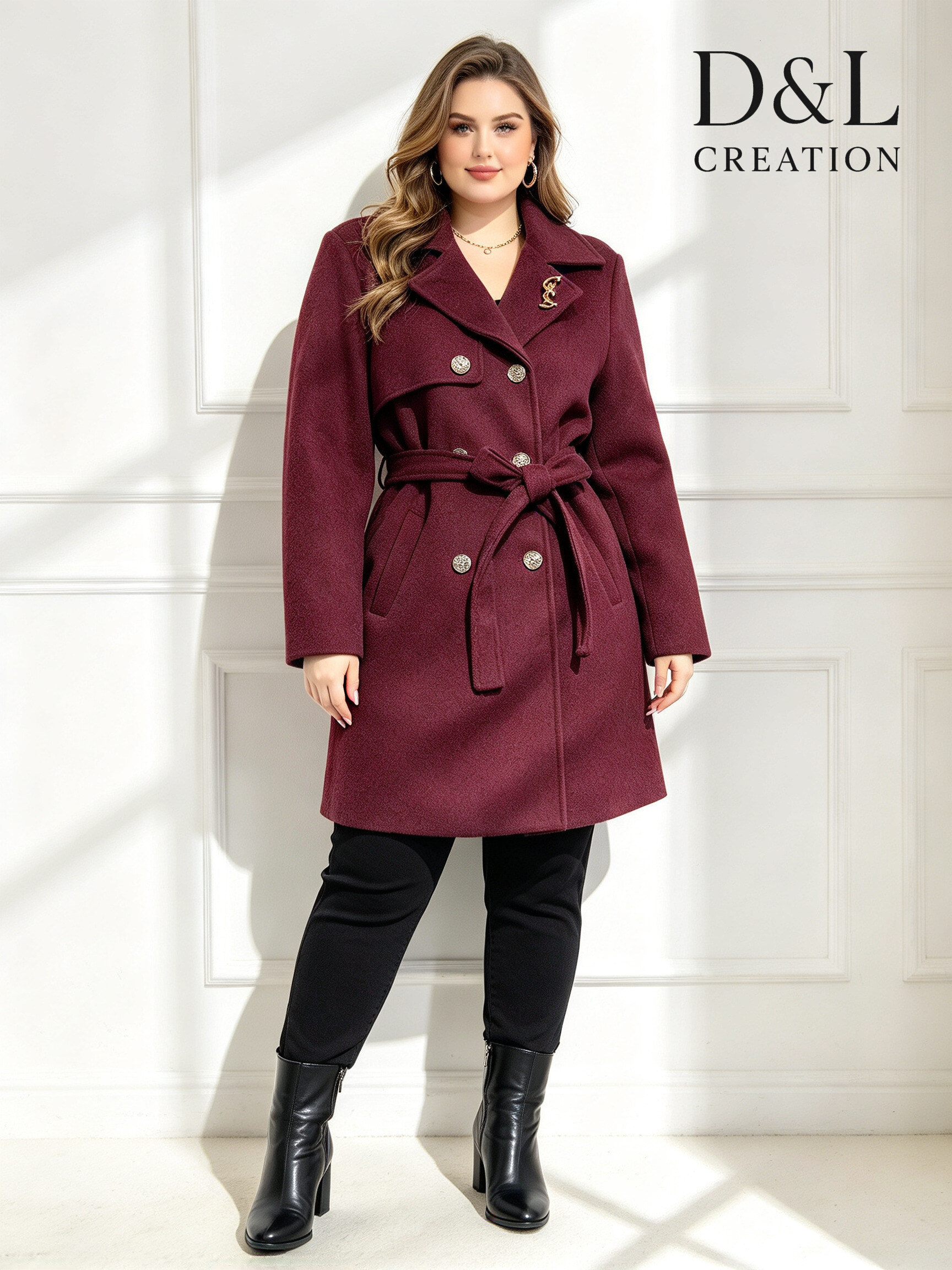 Großhändler D&L CREATION - Gefütterter Mantel mit Brosche Größe 38 bis 46