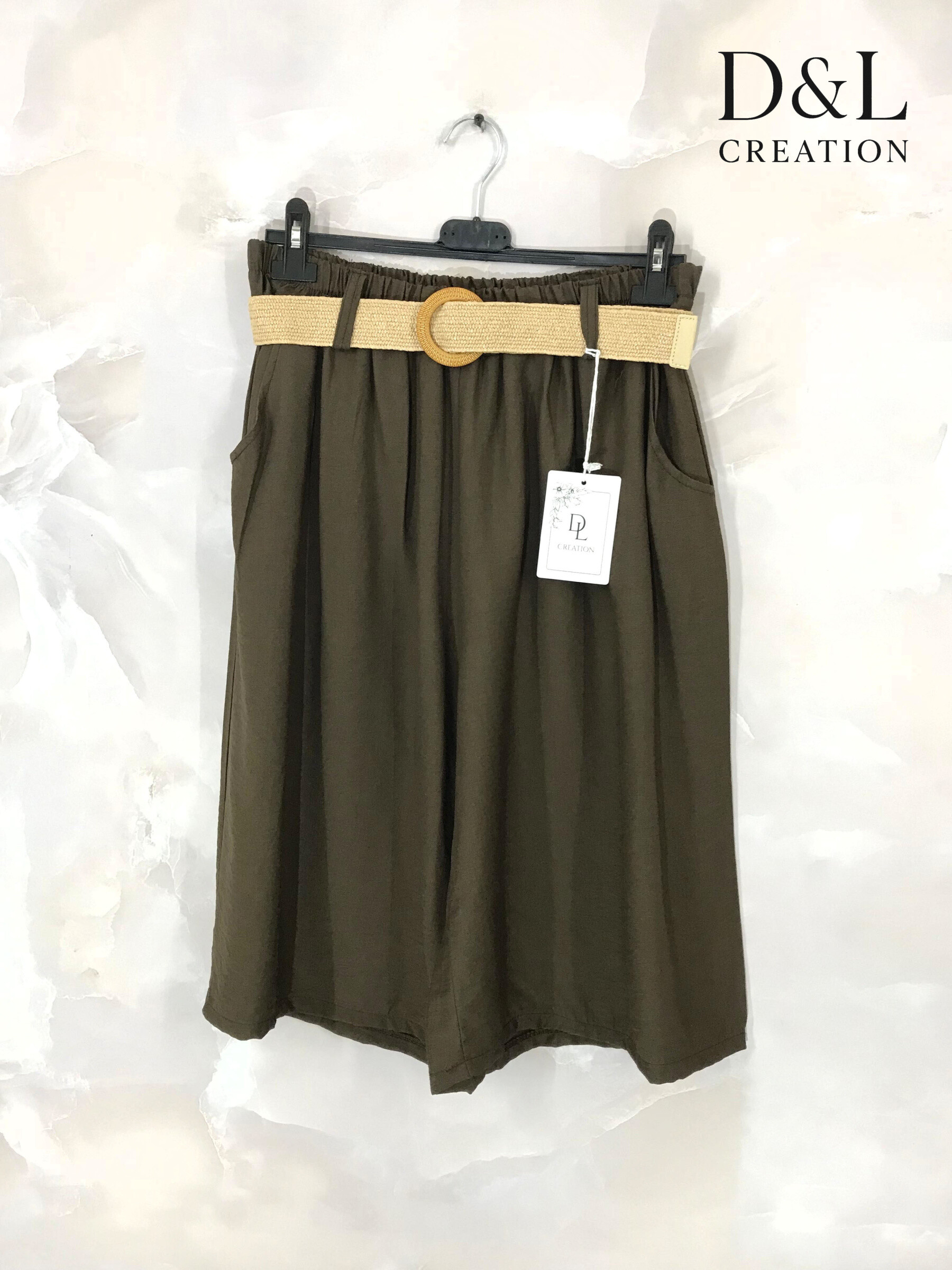 Mayorista D&L CREATION - Pantalones cortos fluidos con cinturón talla 38 a 52