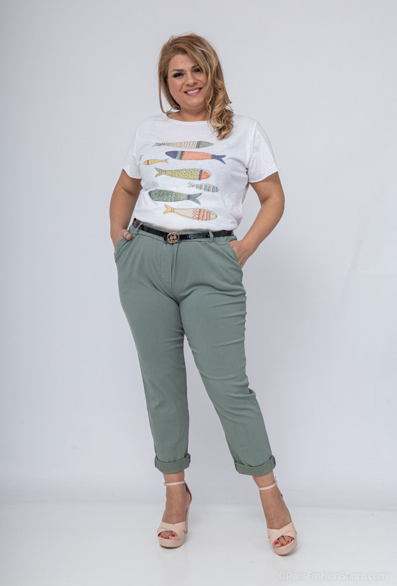 Grossista D&L CREATION - Pantaloni taglia grande molto elastici con cintura.