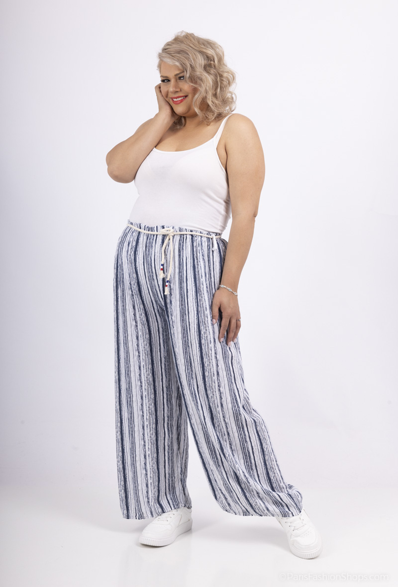 Grossista D&L CREATION - Pantaloni a gamba larga con stampa a righe