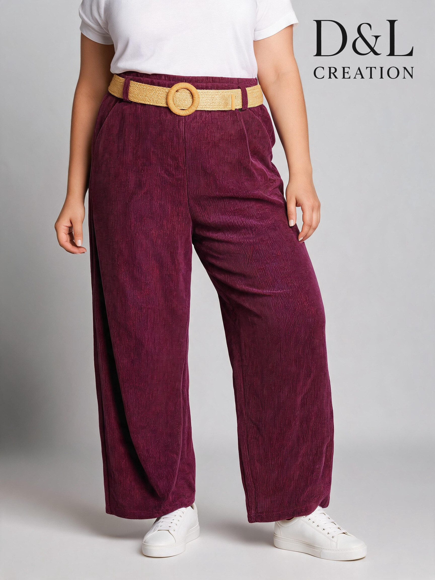 Wholesaler D&L CREATION - Wide-leg velvet trousers sizes 38 to 48