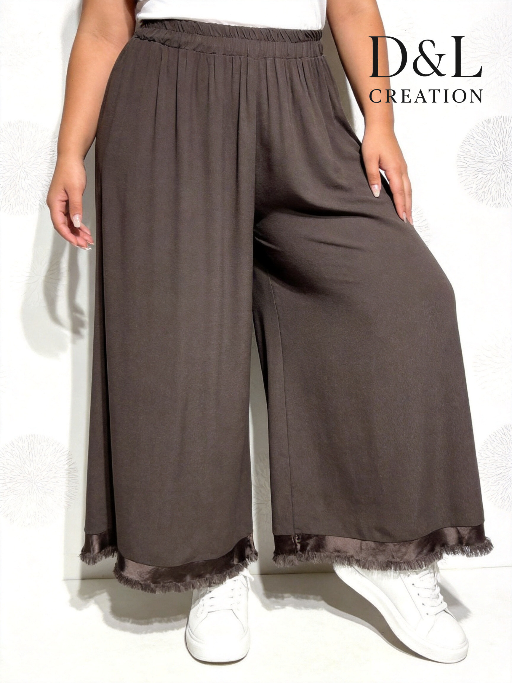 Grossista D&L CREATION - Pantaloni con frange e raso taglie 38 a 50